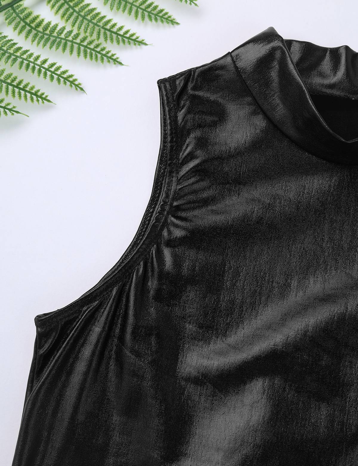 Kids Girls Metallic Sleeveless Ballet Dance Crop Tank Tops