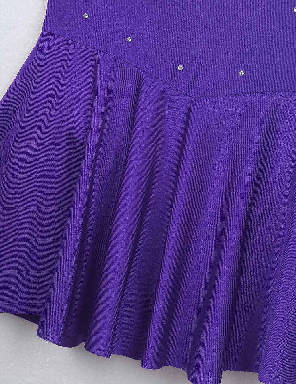 Kids Girls Sleeveless Sparkly Rhinestone Tulle Skating Leotard Dress