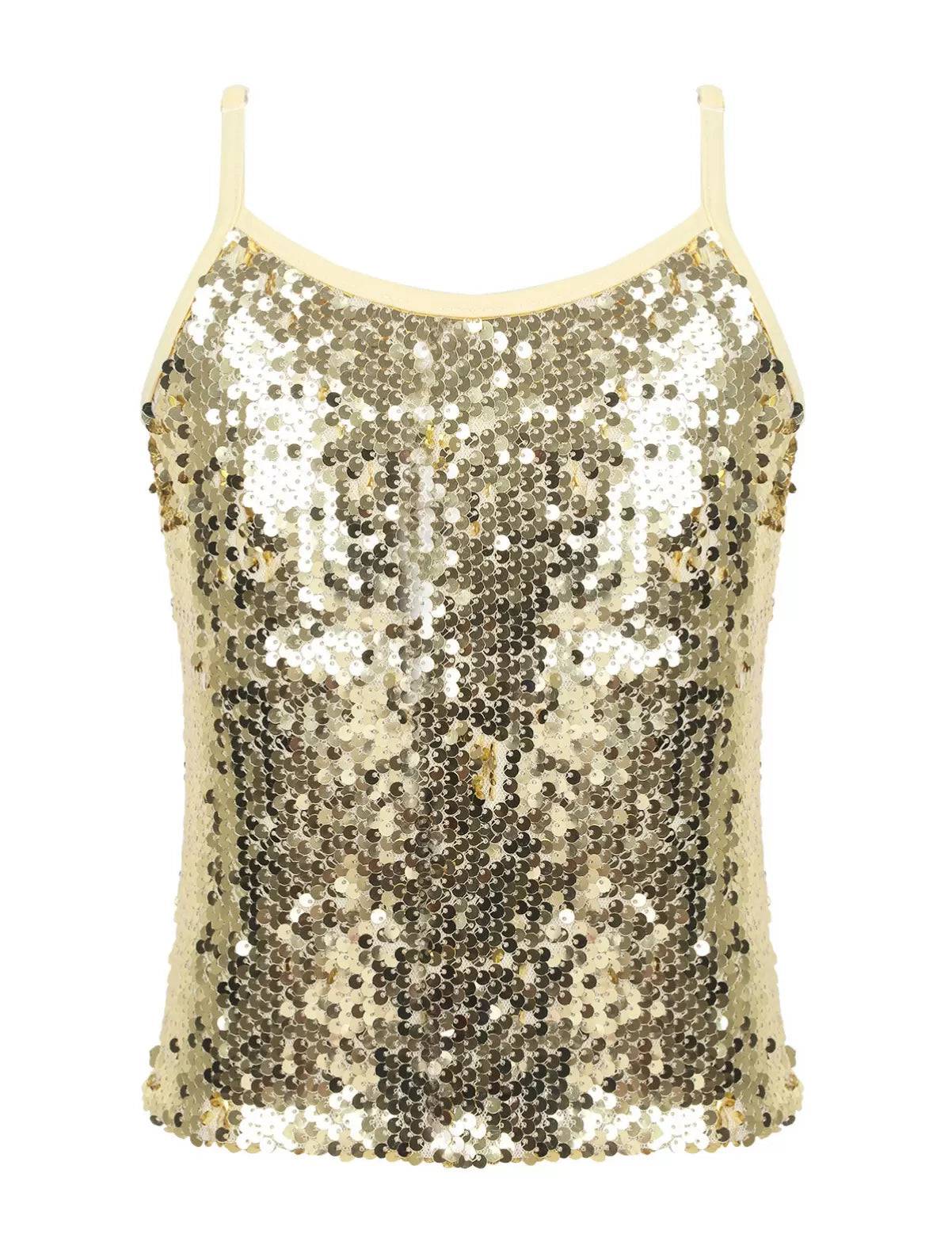 Kids Girls Sequined Jazz Dance Tank Top