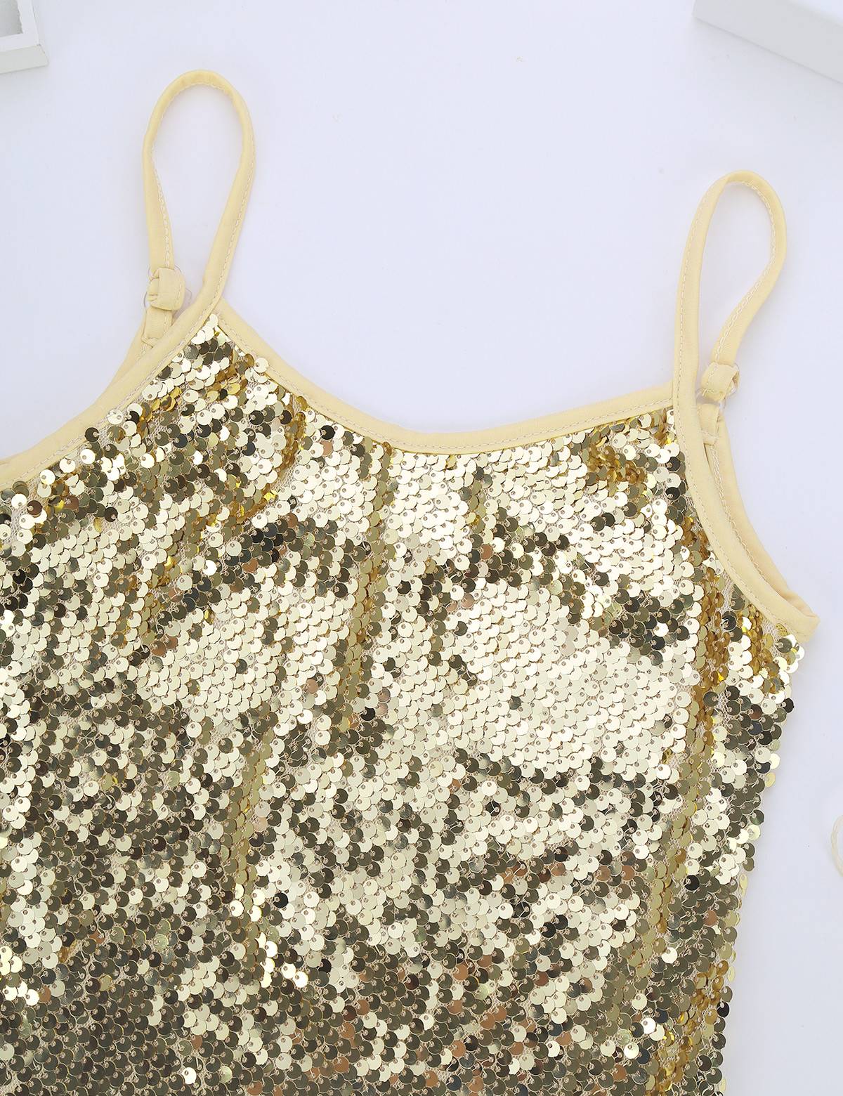 Kids Girls Sequined Jazz Dance Tank Top