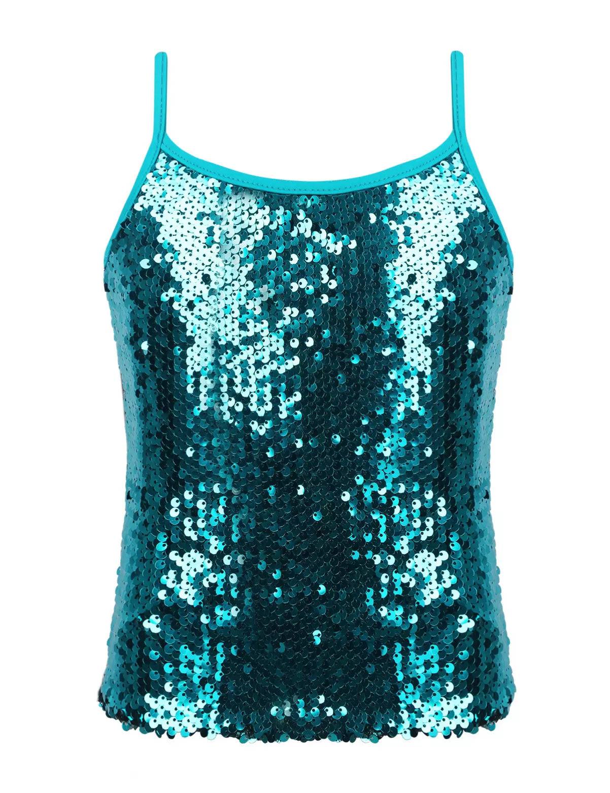 Kids Girls Sequined Jazz Dance Tank Top