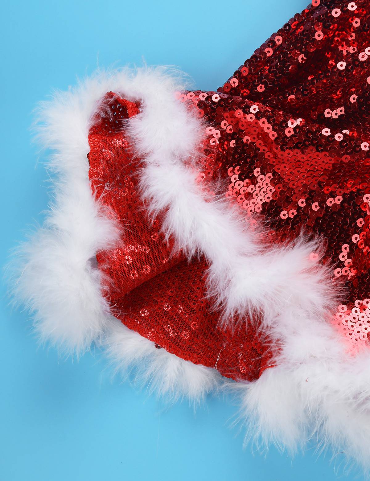 Kids Girls Christmas Straps Sequins Twirl Skating Dress with Hat and Arm Sleeves