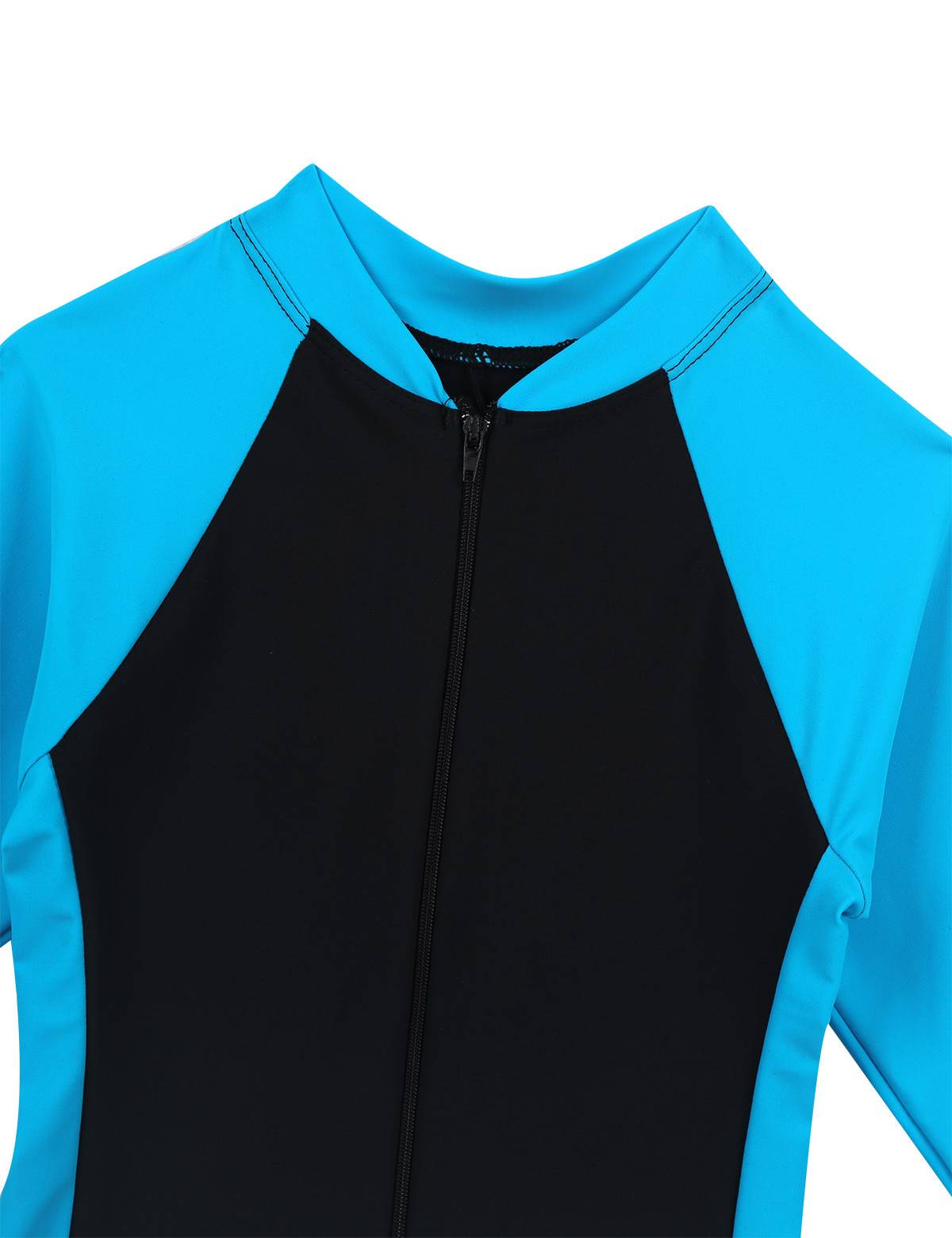 Kids Girls Long Sleeves Zipper Rash Guard One Piece Swimsuit
