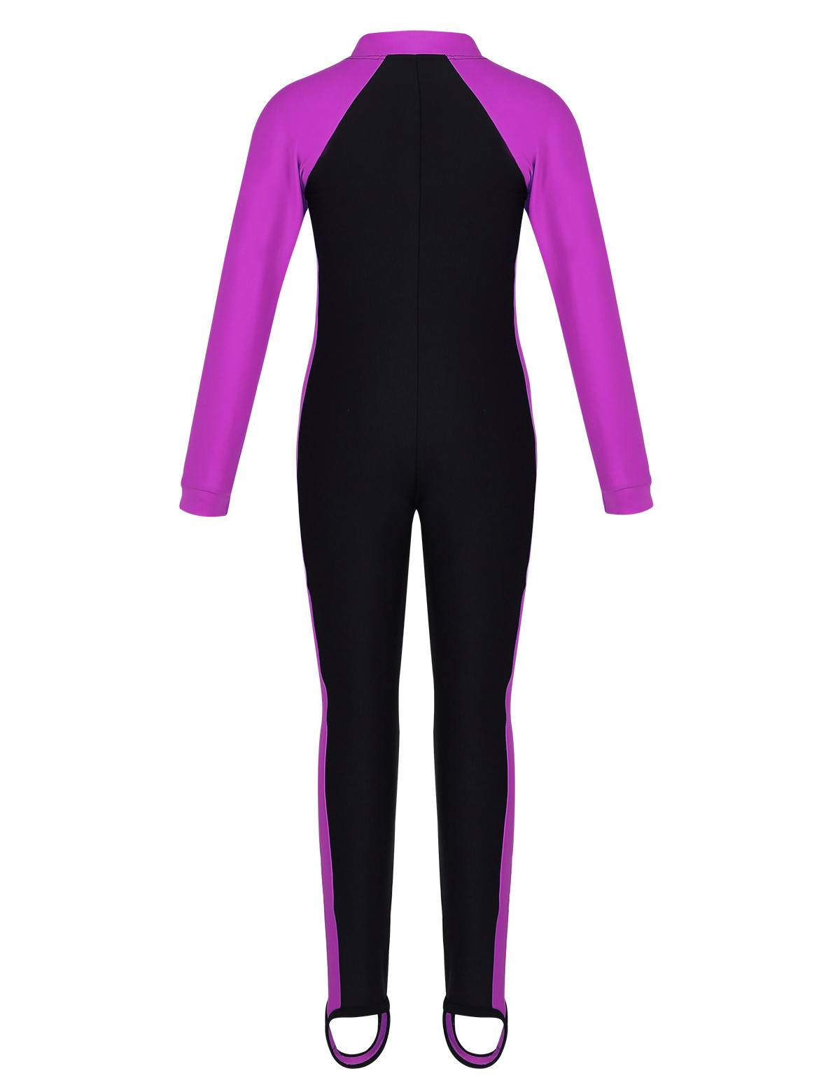 Kids Girls Long Sleeves Zipper Rash Guard One Piece Swimsuit
