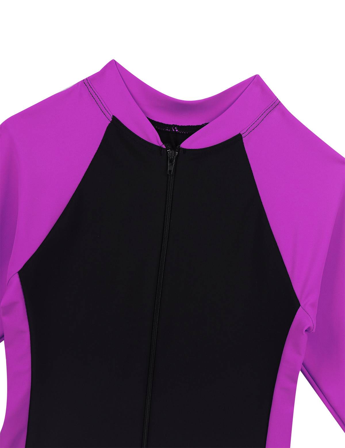Kids Girls Long Sleeves Zipper Rash Guard One Piece Swimsuit