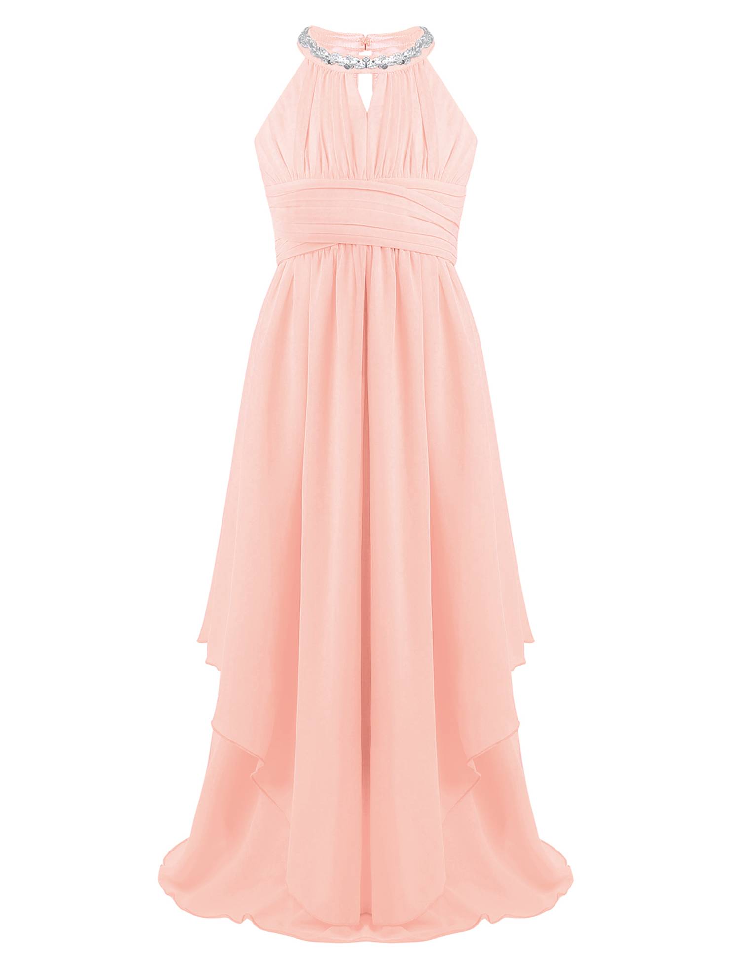Toddler/Kids Girls Sequined Halter Ruffled Dress