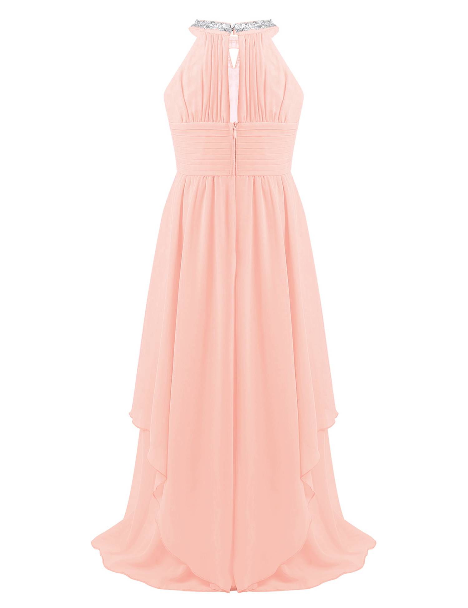 Toddler/Kids Girls Sequined Halter Ruffled Dress