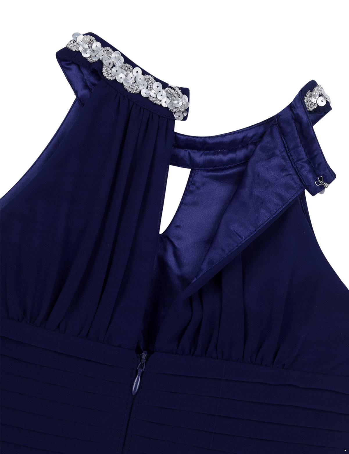 Toddler/Kids Girls Sequined Halter Ruffled Dress