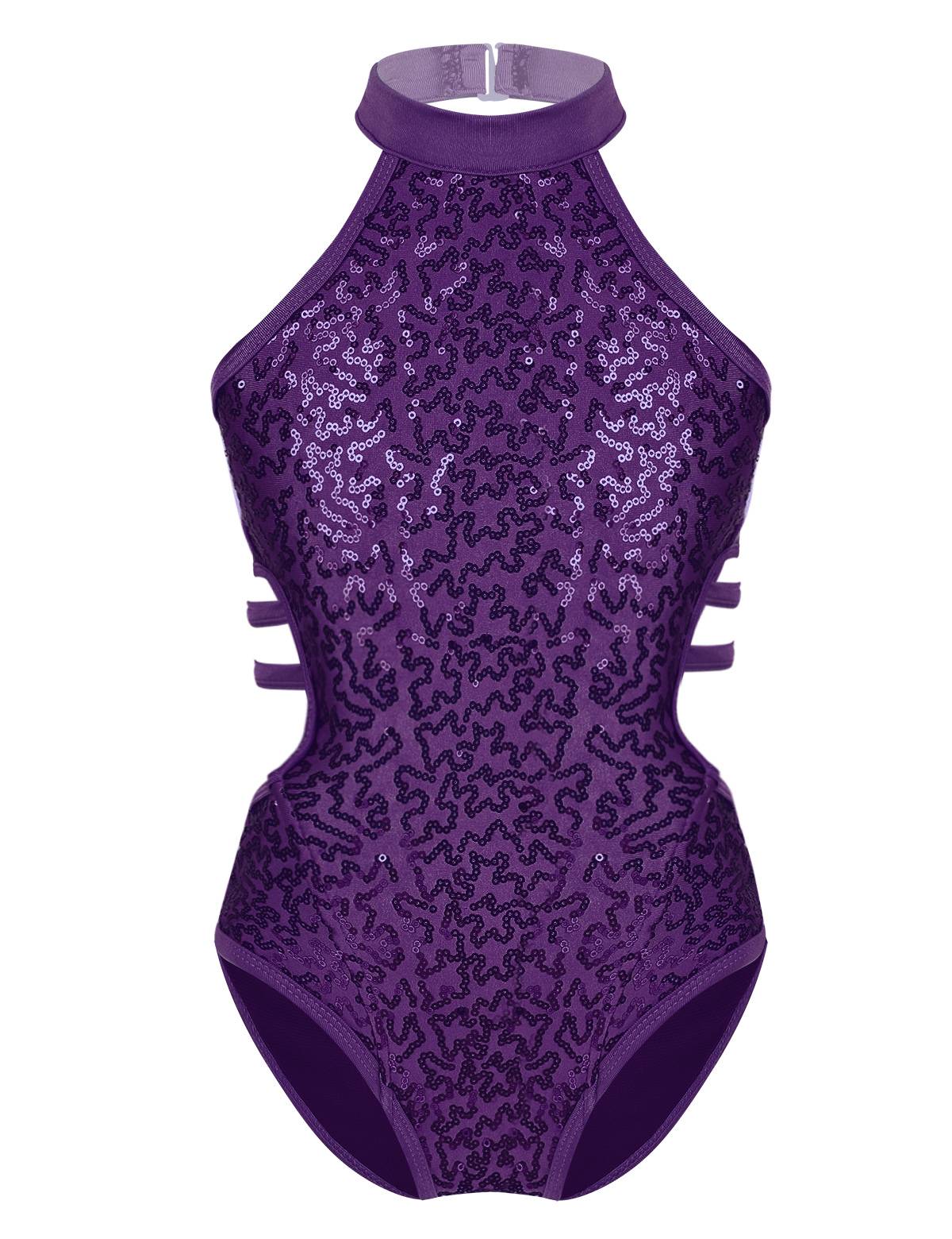 Kids Girls Sleeveless Allover Sequins Ballet Dance Leotard