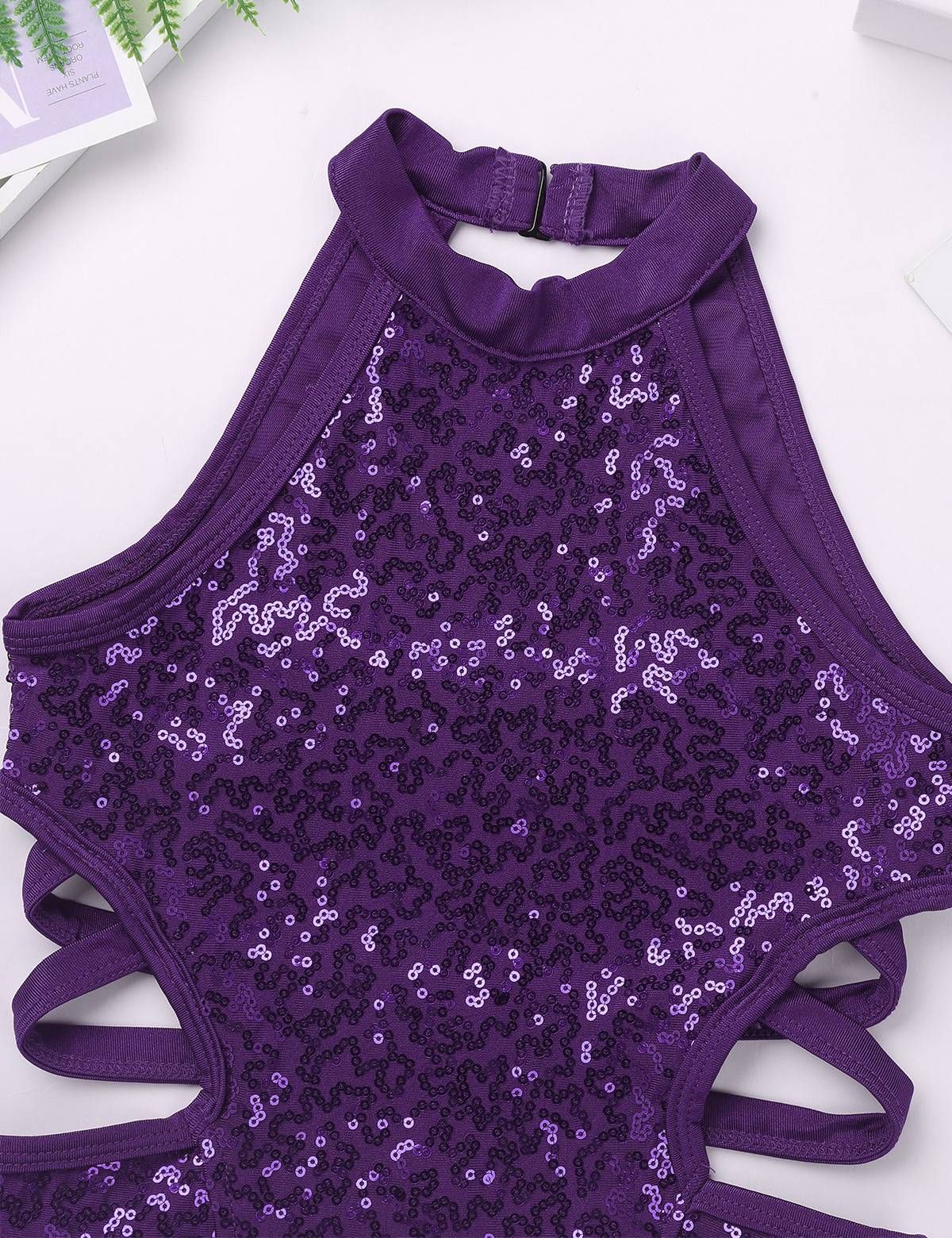 Kids Girls Sleeveless Allover Sequins Ballet Dance Leotard