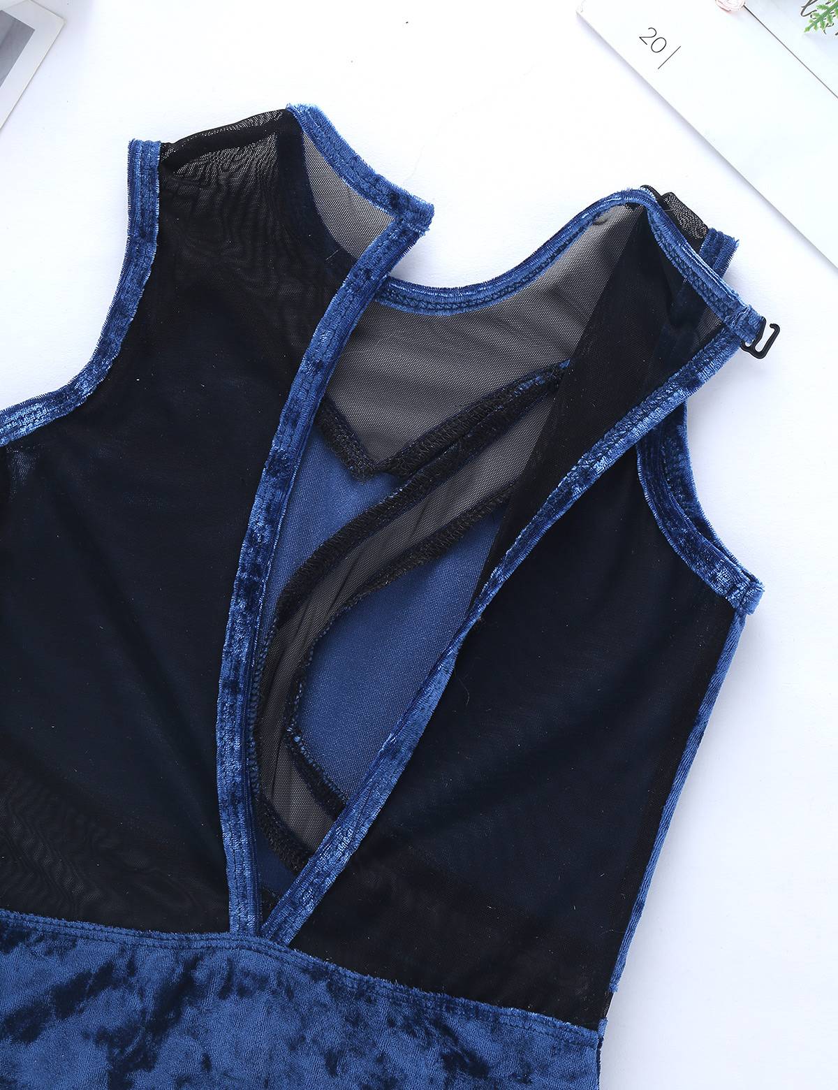 Kids Girls Sleeveless Pleuche Mesh Ballet Dance Leotard