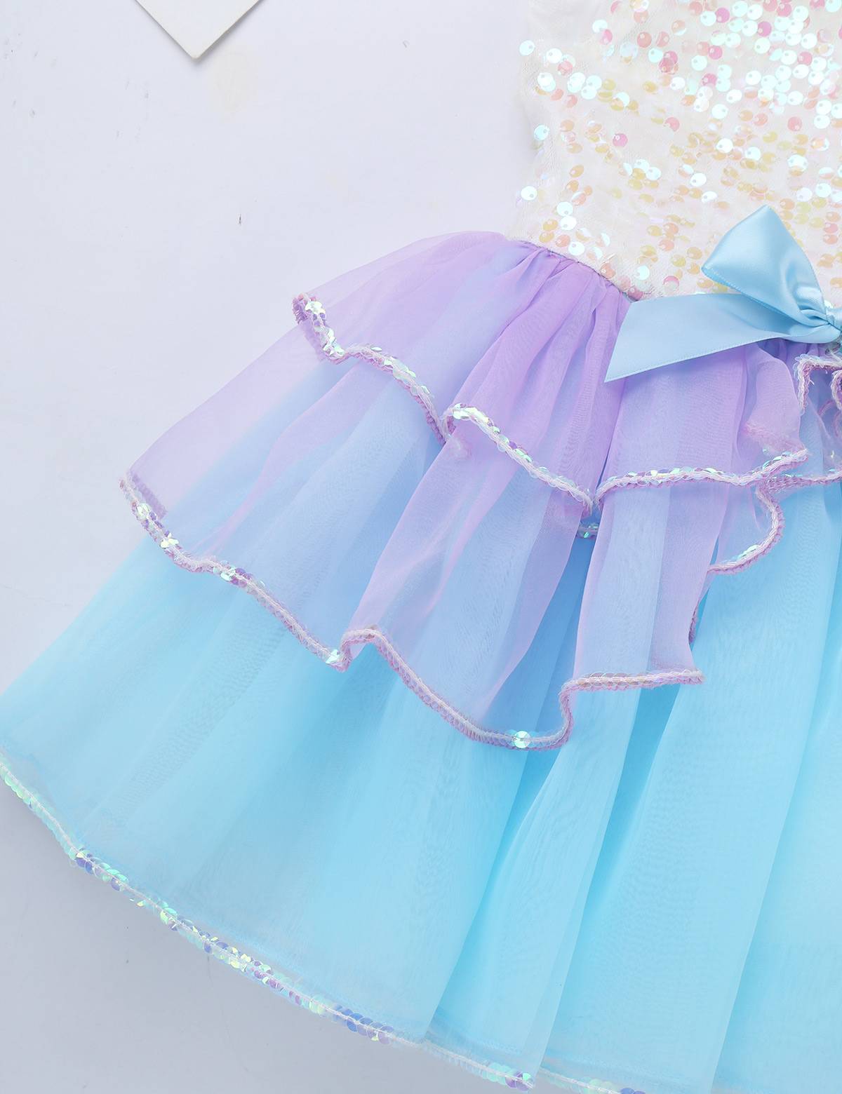 Kids Girls Sequins Bowknot Ballet Dance Leotard Tutu Dress