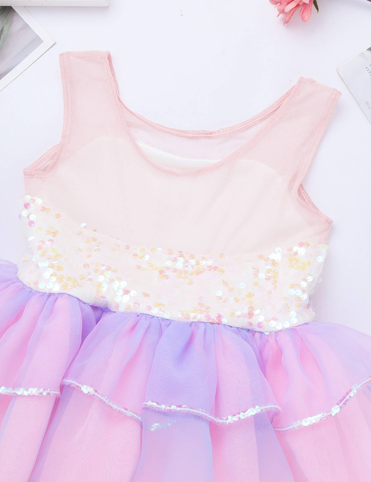 Kids Girls Sequins Bowknot Ballet Dance Leotard Tutu Dress