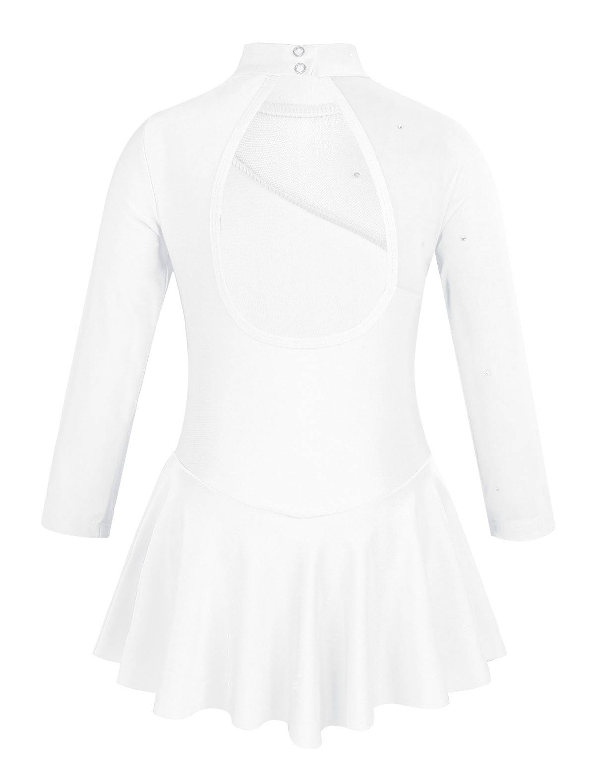 Kids Girls Long Sleeves Tulle Ice Skating Roller Skating Leotard Dress