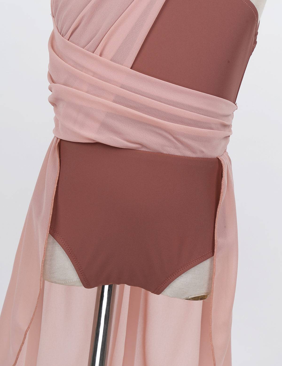 Kids Girls Sleeveless Ruched Chiffon Lyrical Dance Leotard Dress