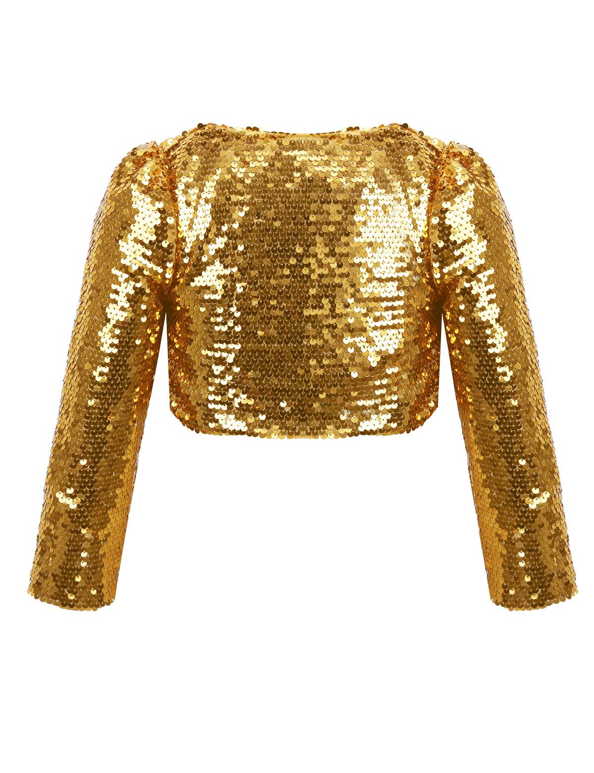Kids Girls Allover Sequins Long Sleeve Bolero Shrug