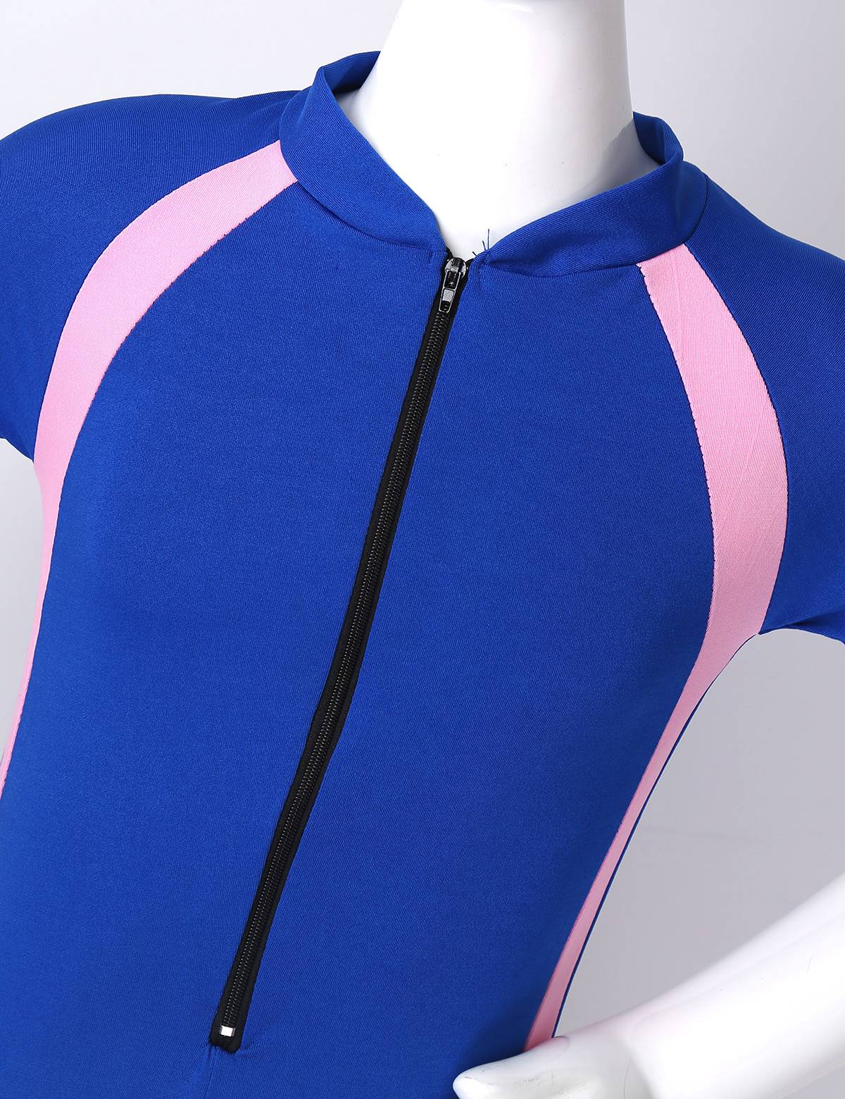 Kids Girls One-piece Rash Guard Short Sleeves Zippered Swimsuit