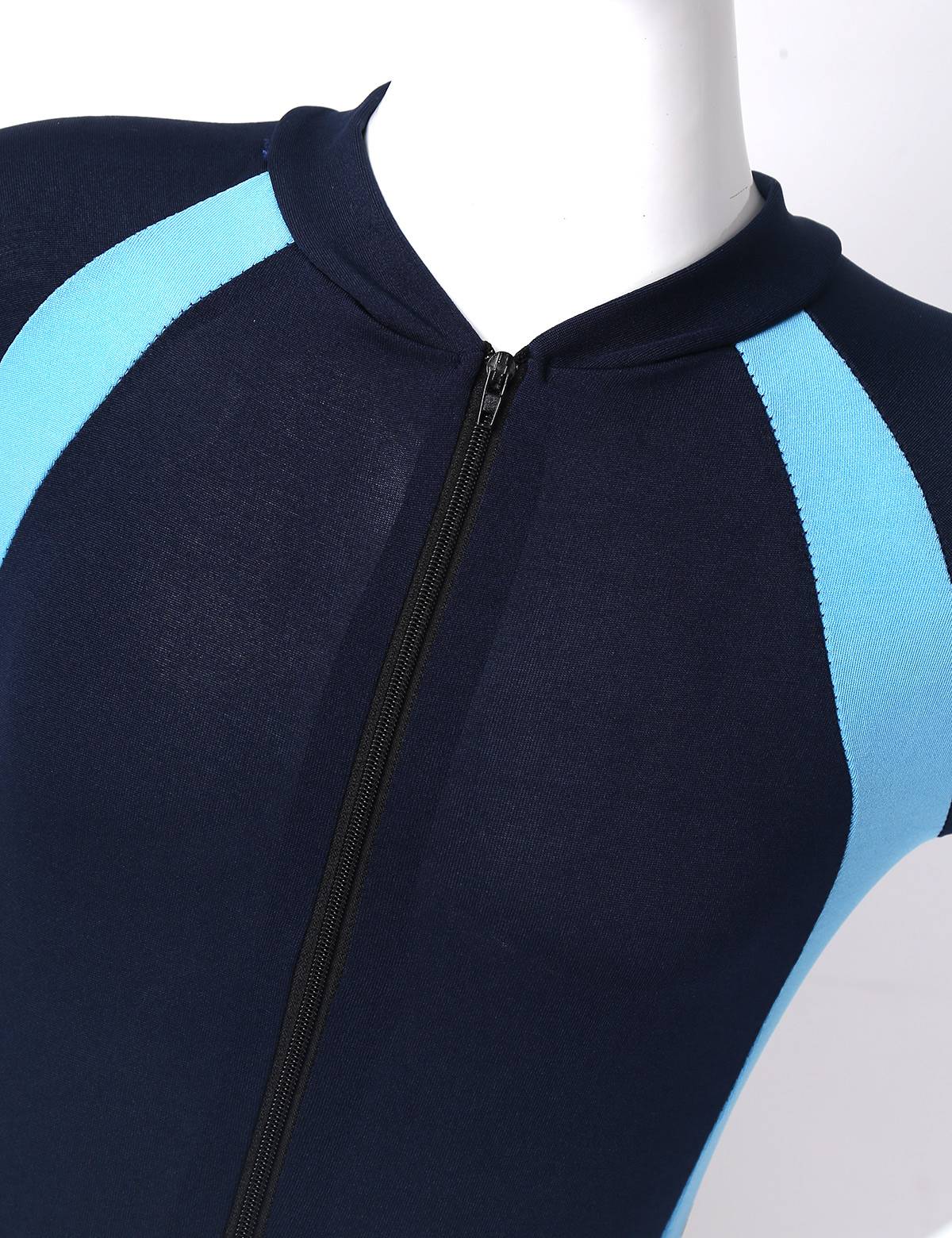 Kids Girls One-piece Rash Guard Short Sleeves Zippered Swimsuit