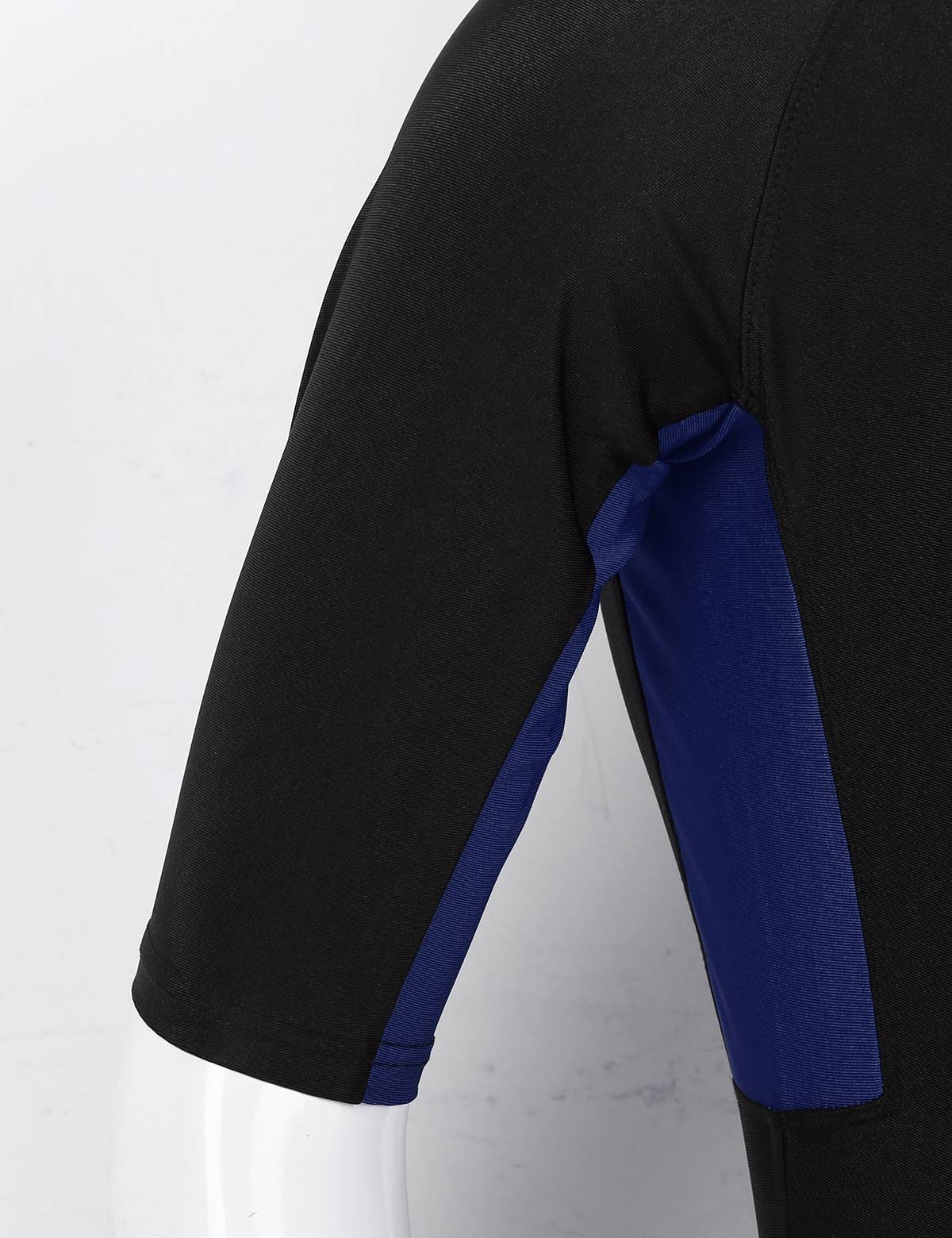 Men Color Block Half Sleeves One-piece Swimsuit