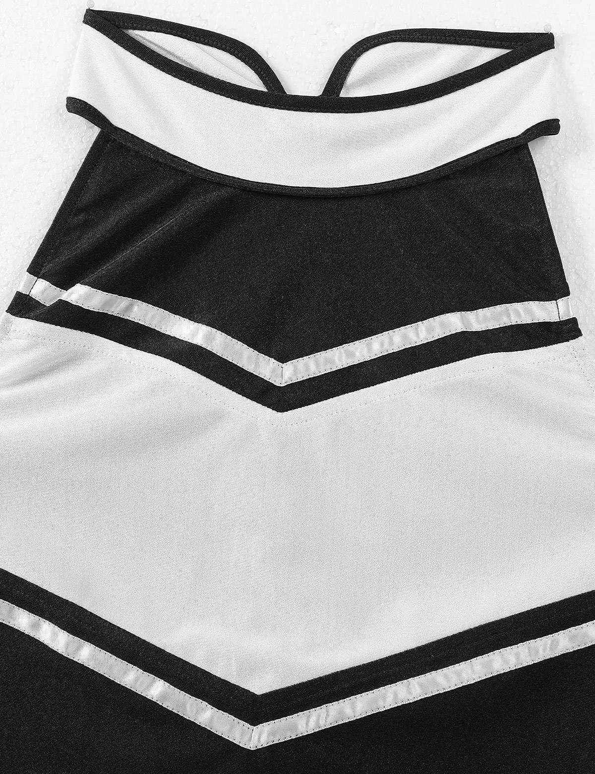 Women 2Pcs Cheerleading Costume Crop Top with Mini Pleated Skirt Set