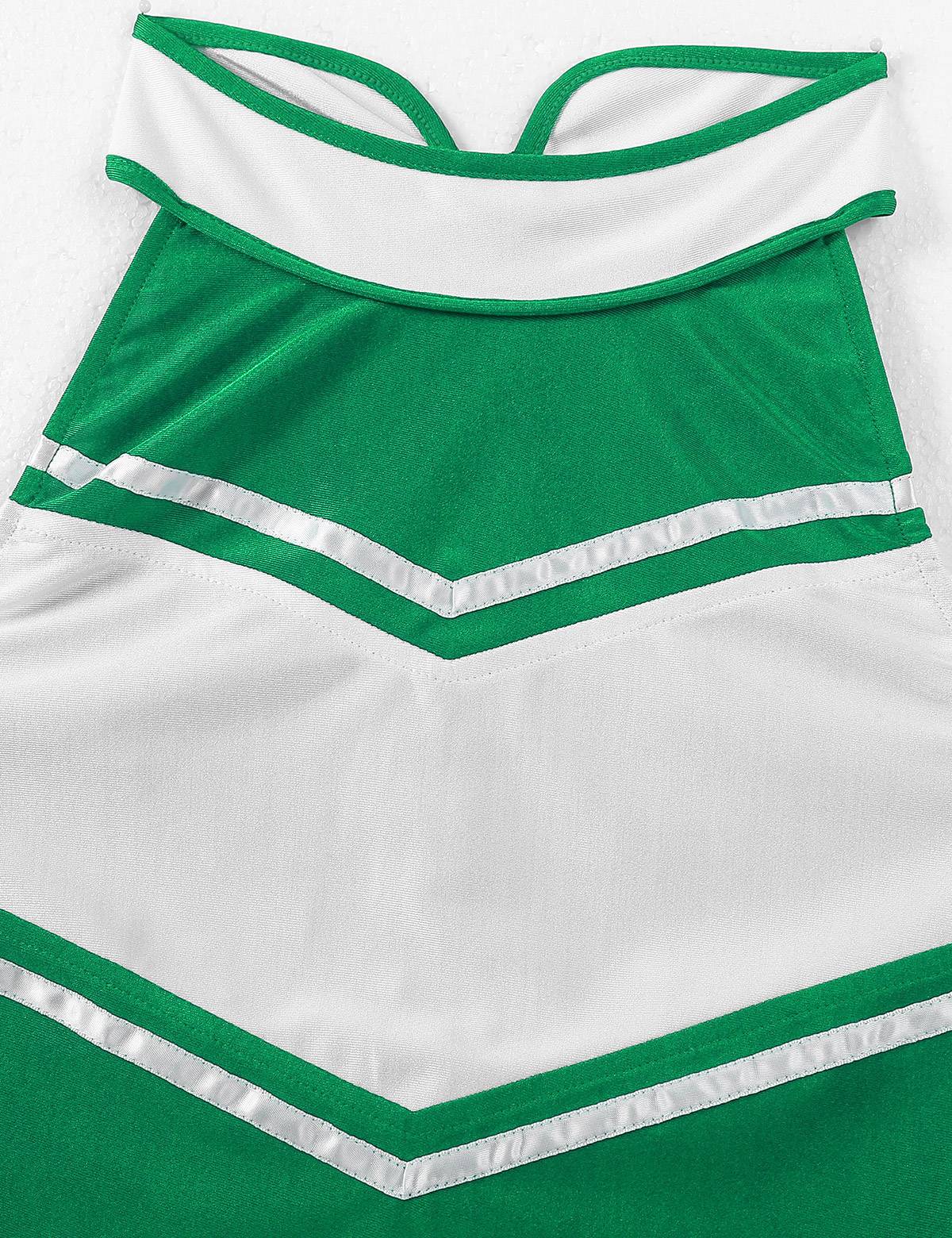 Women 2Pcs Cheerleading Costume Crop Top with Mini Pleated Skirt Set