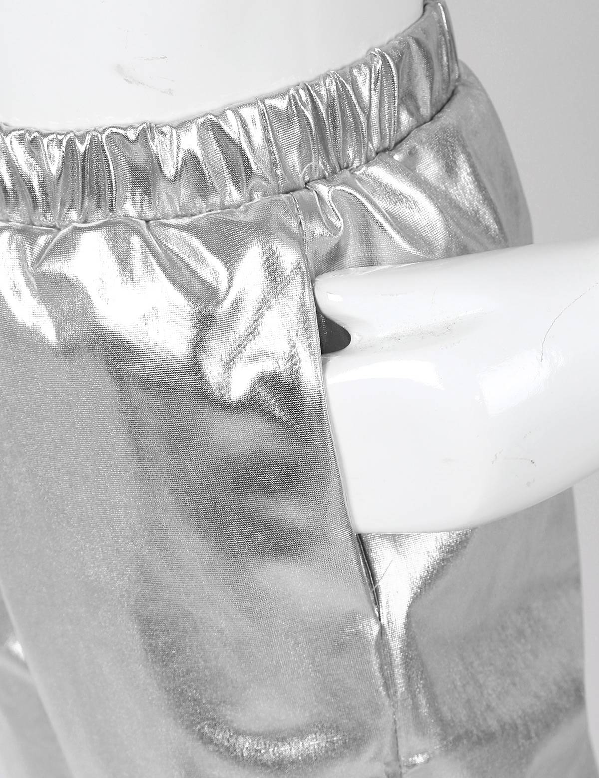 Kids Girls Glossy Metallic Elastic Waist Dance Pants