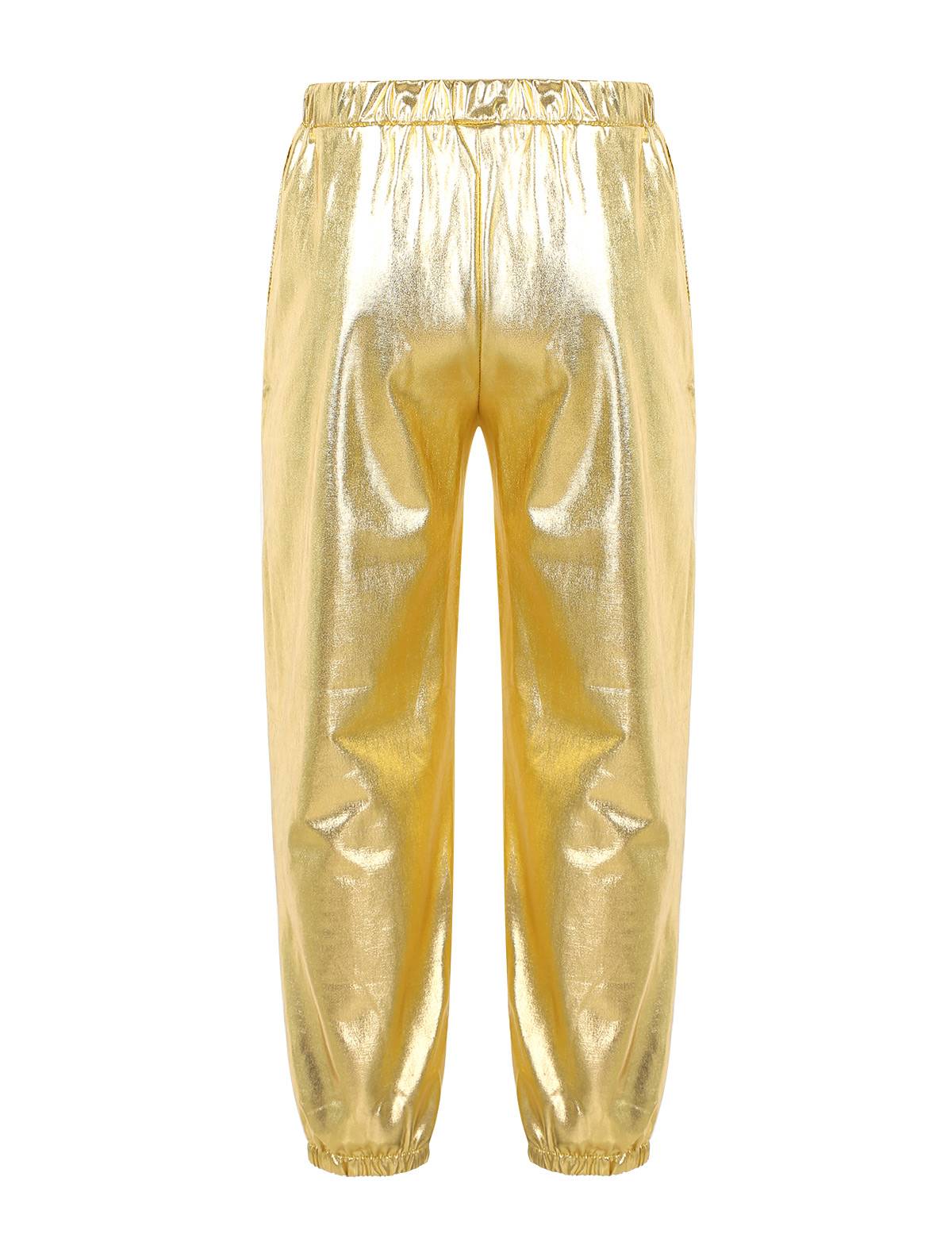 Kids Girls Glossy Metallic Elastic Waist Dance Pants