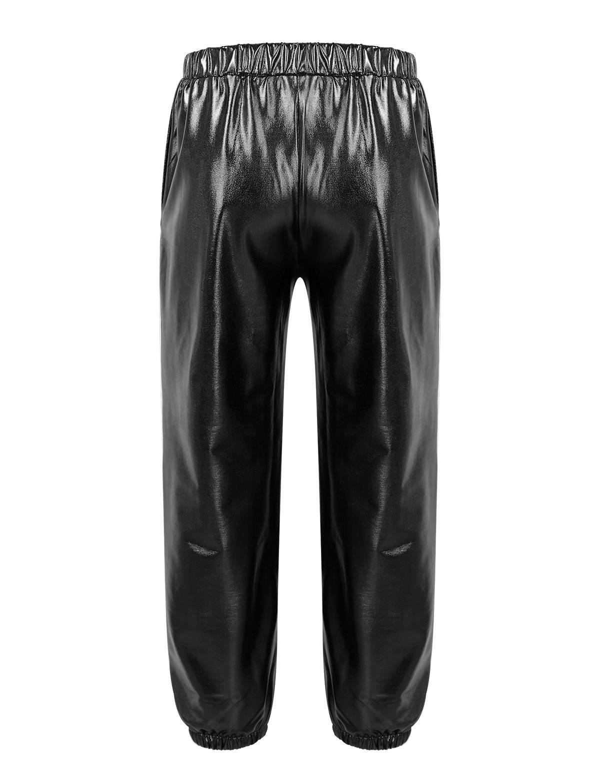 Kids Girls Glossy Metallic Elastic Waist Dance Pants