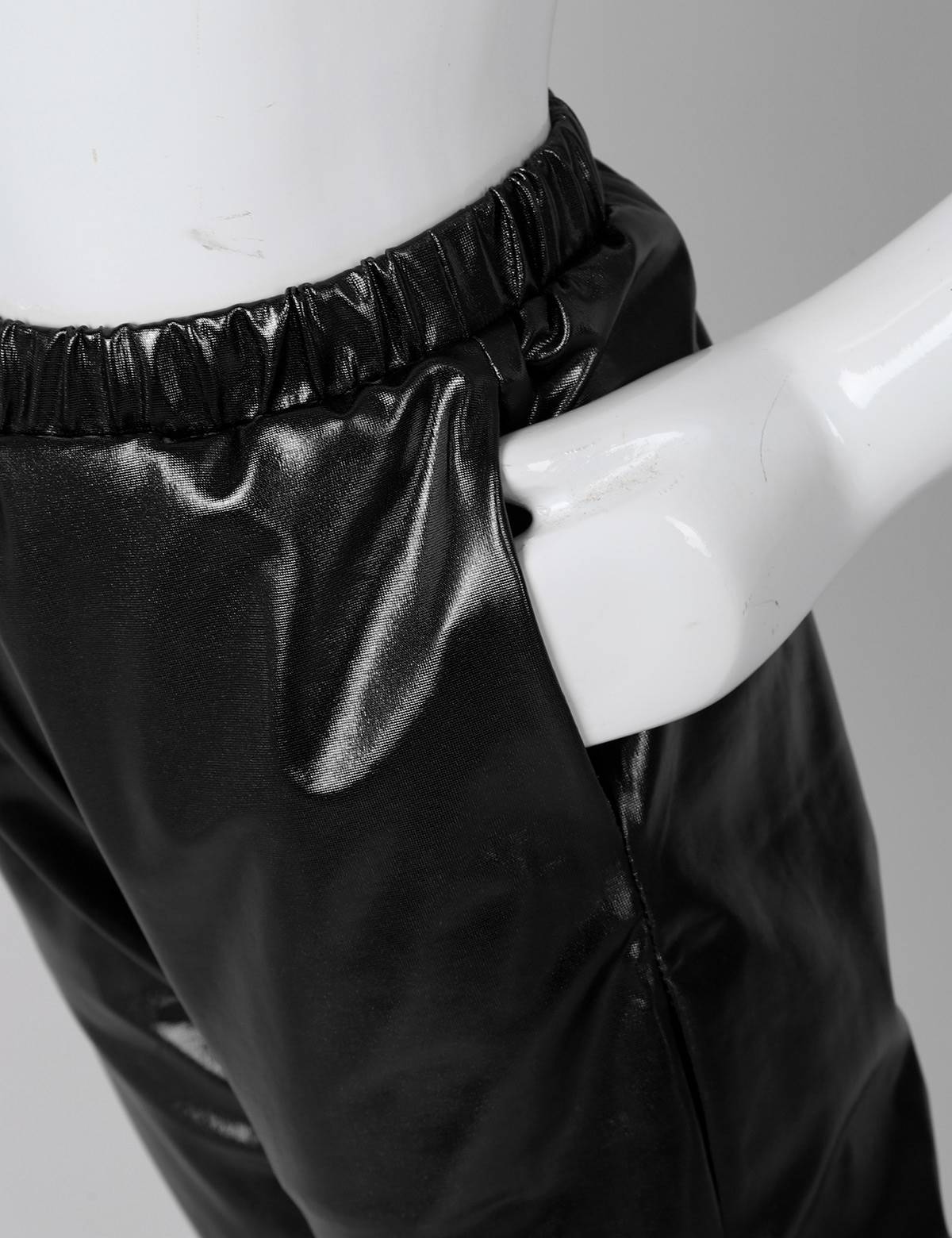 Kids Girls Glossy Metallic Elastic Waist Dance Pants