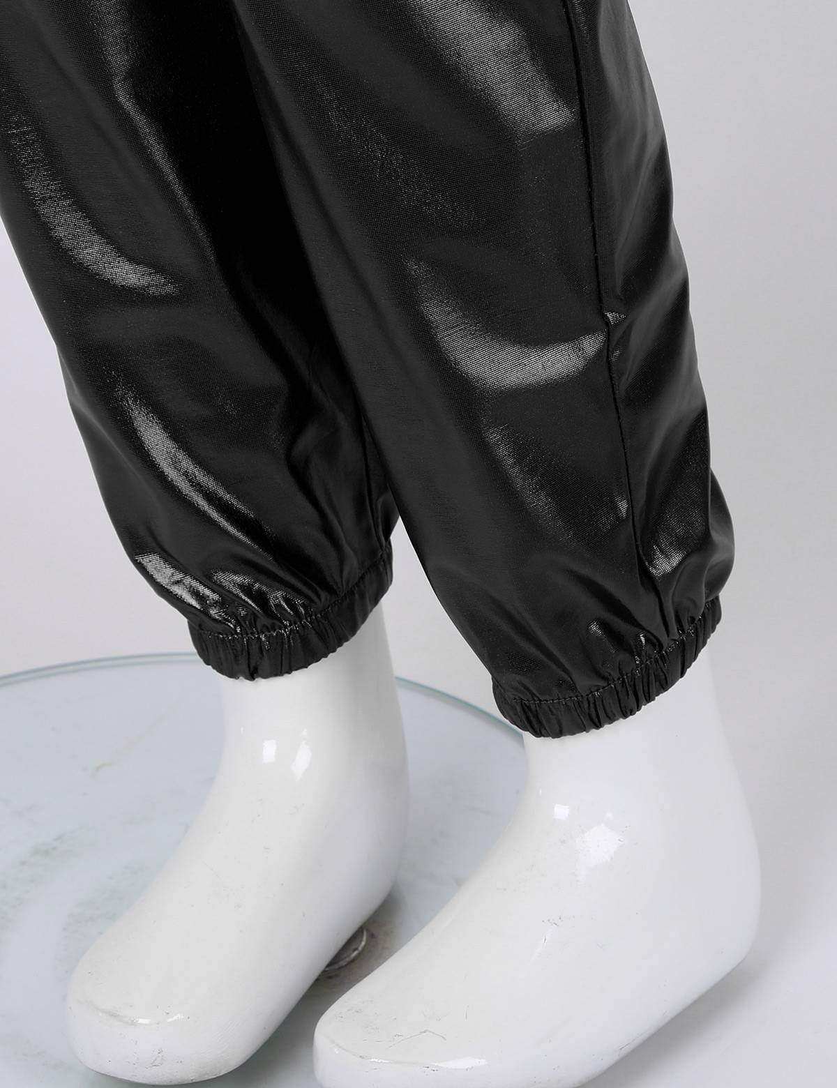 Kids Girls Glossy Metallic Elastic Waist Dance Pants