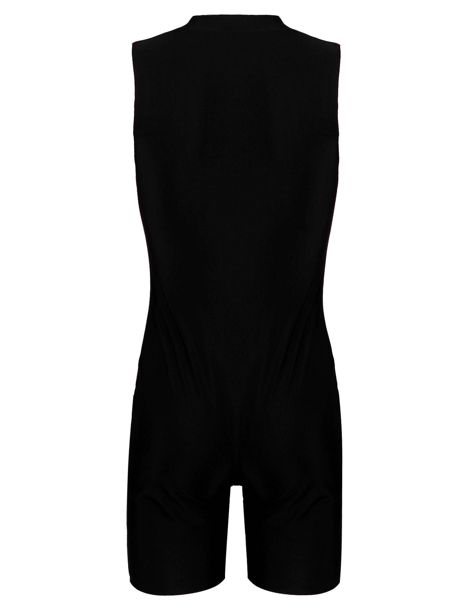 Women One-piece Swimsuit Sleeveless Front Zipper Swimming Bodysuit