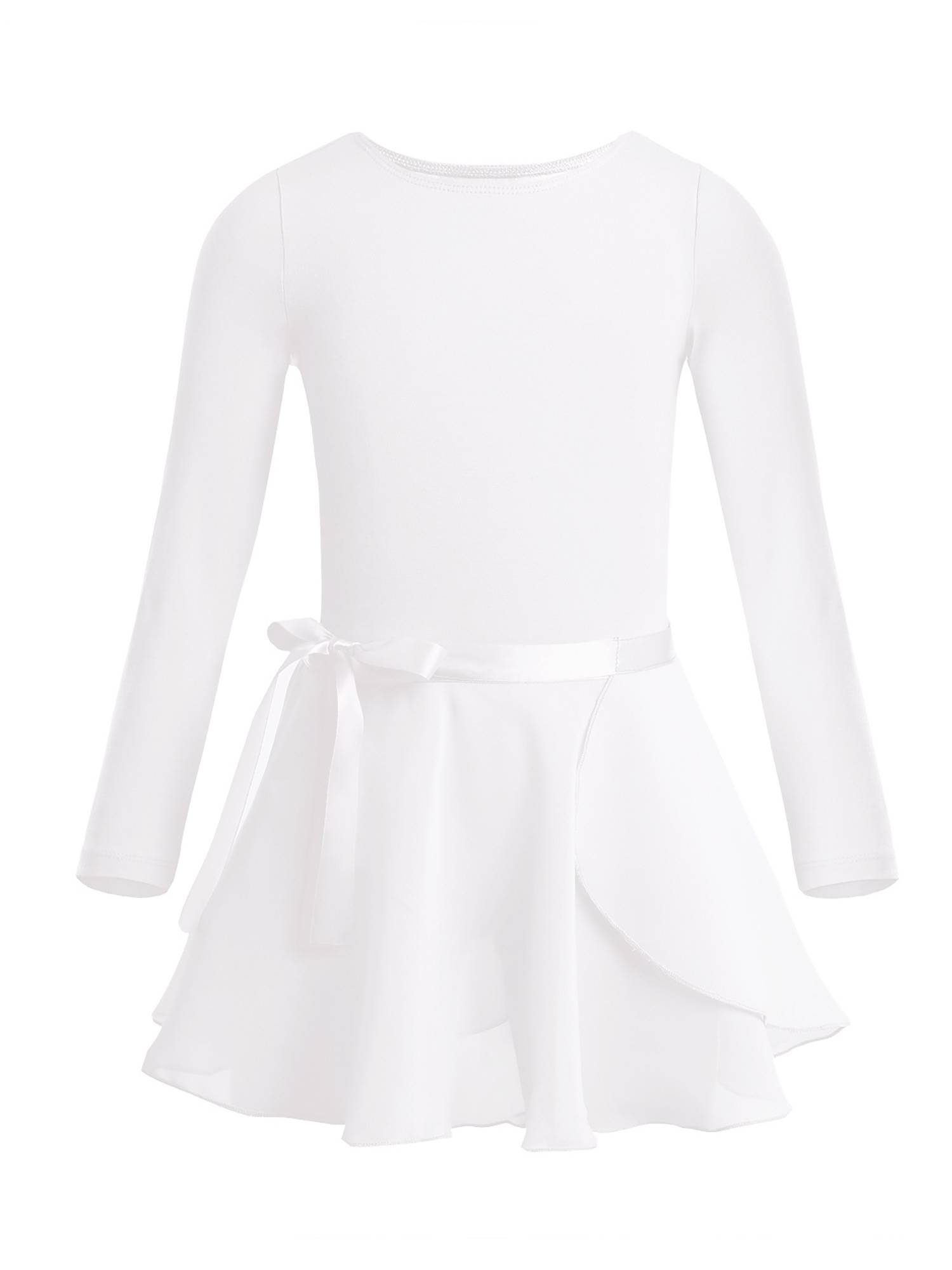 Girls 2pcs Cotton Long Sleeves Leotard with Chiffon Skirt Ballet Dance Set