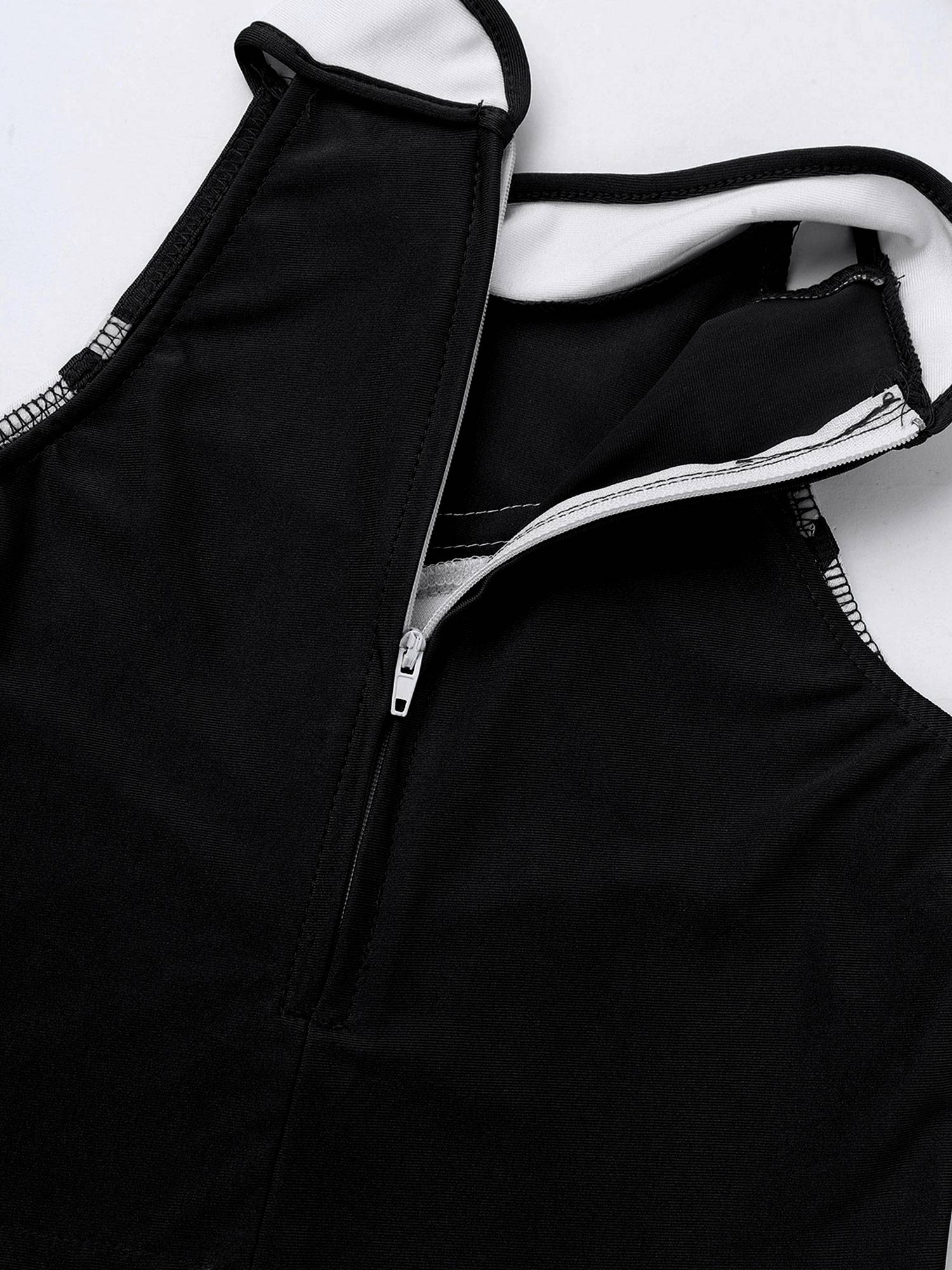 Kids Girls 2pcs Sleeveless Halter Neck Top and Pleated Skirt Cheerleading Set