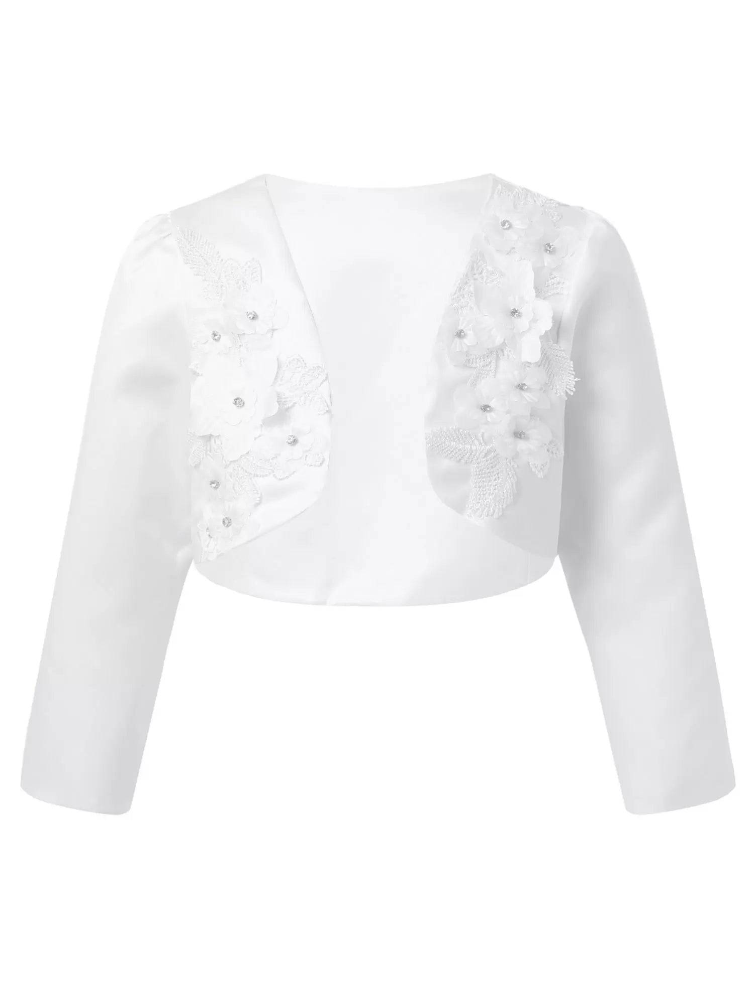 Toddler/Kids Girls Embroidered Long-sleeve Bolero Shawl