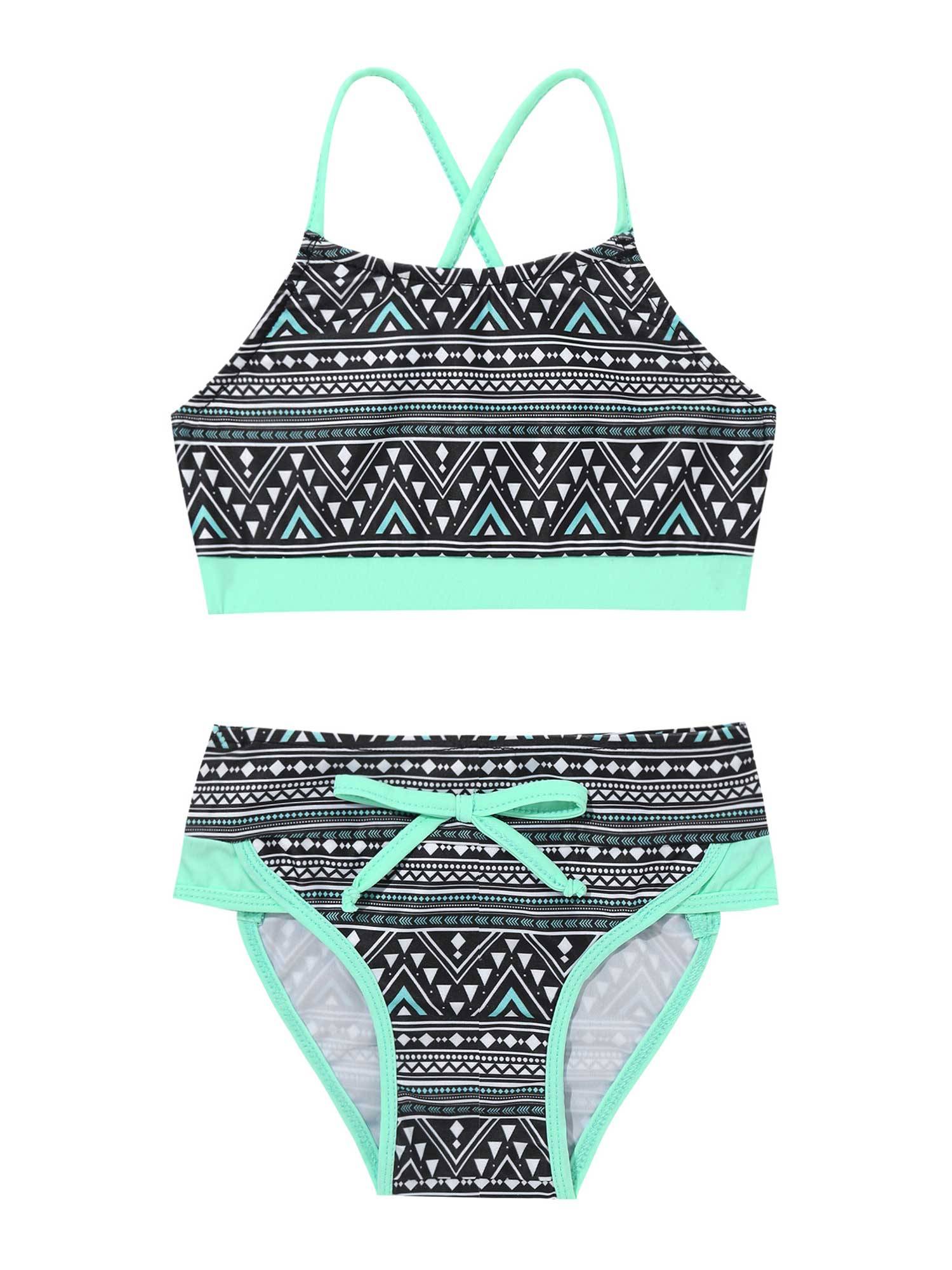 Kids Girls 2pcs Geometric Pattern Swimming Bikini Set