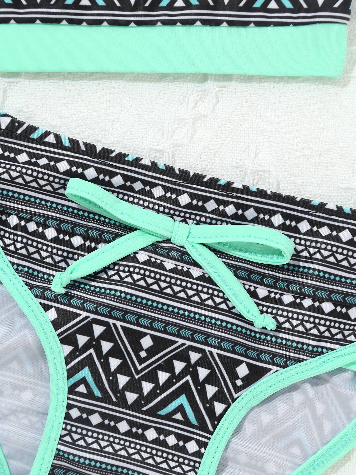 Kids Girls 2pcs Geometric Pattern Swimming Bikini Set