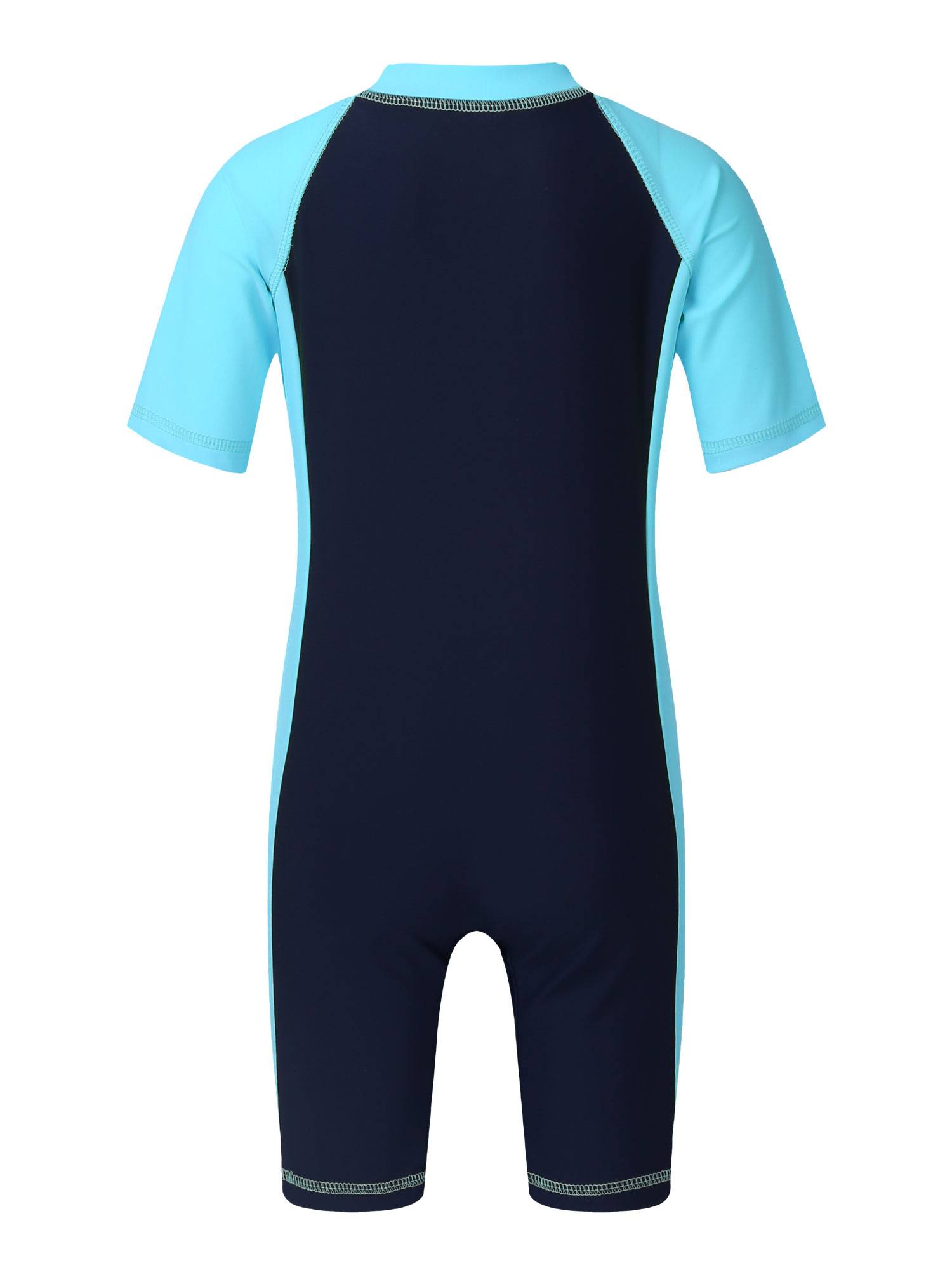 Kids Boys Girls One-piece Swim Short Sleeves Zippered Wetsuit Swimsuit