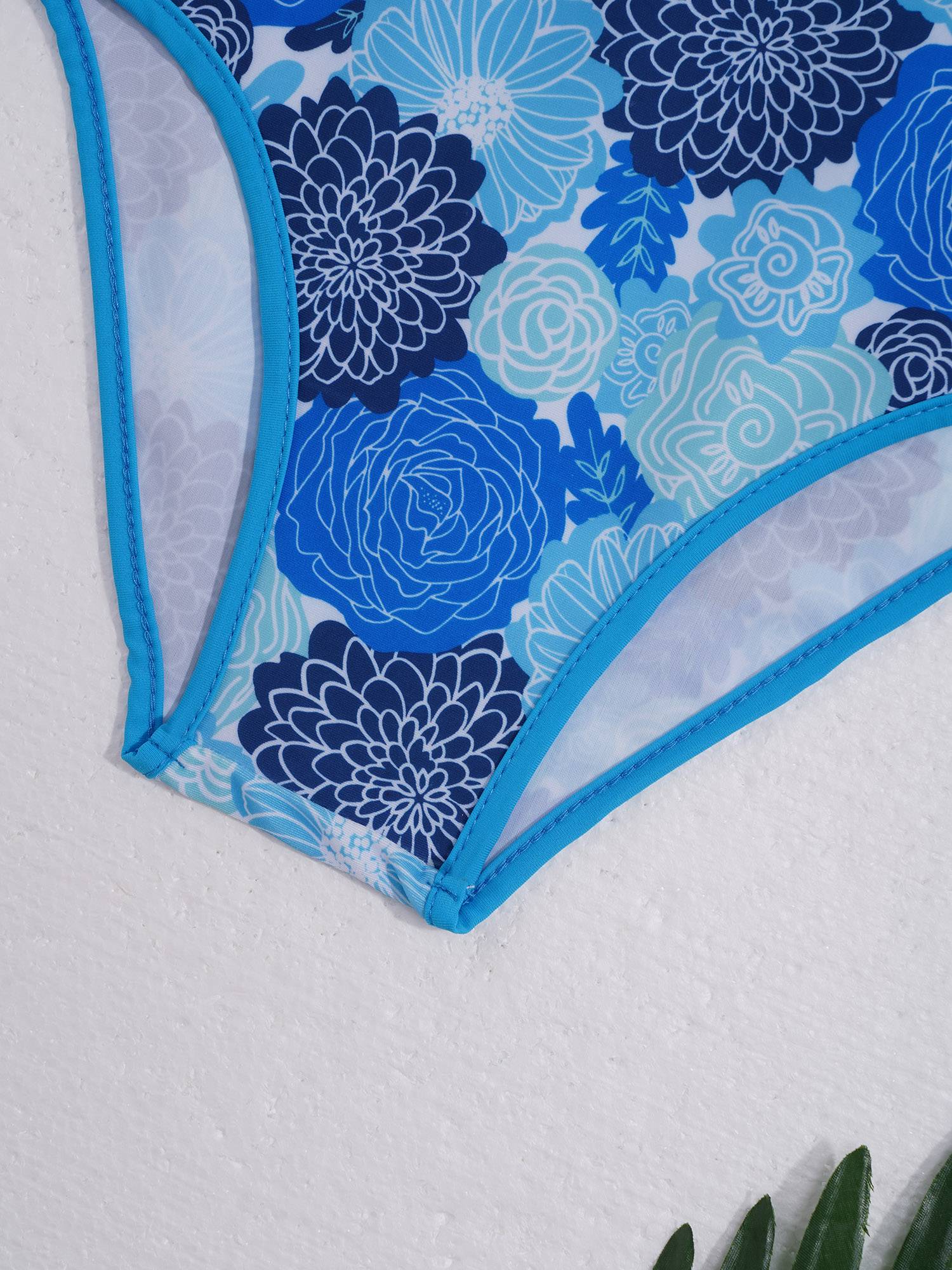 Kids Girls One-piece Long Sleeves Floral Printed Rash Guard Swimsuit