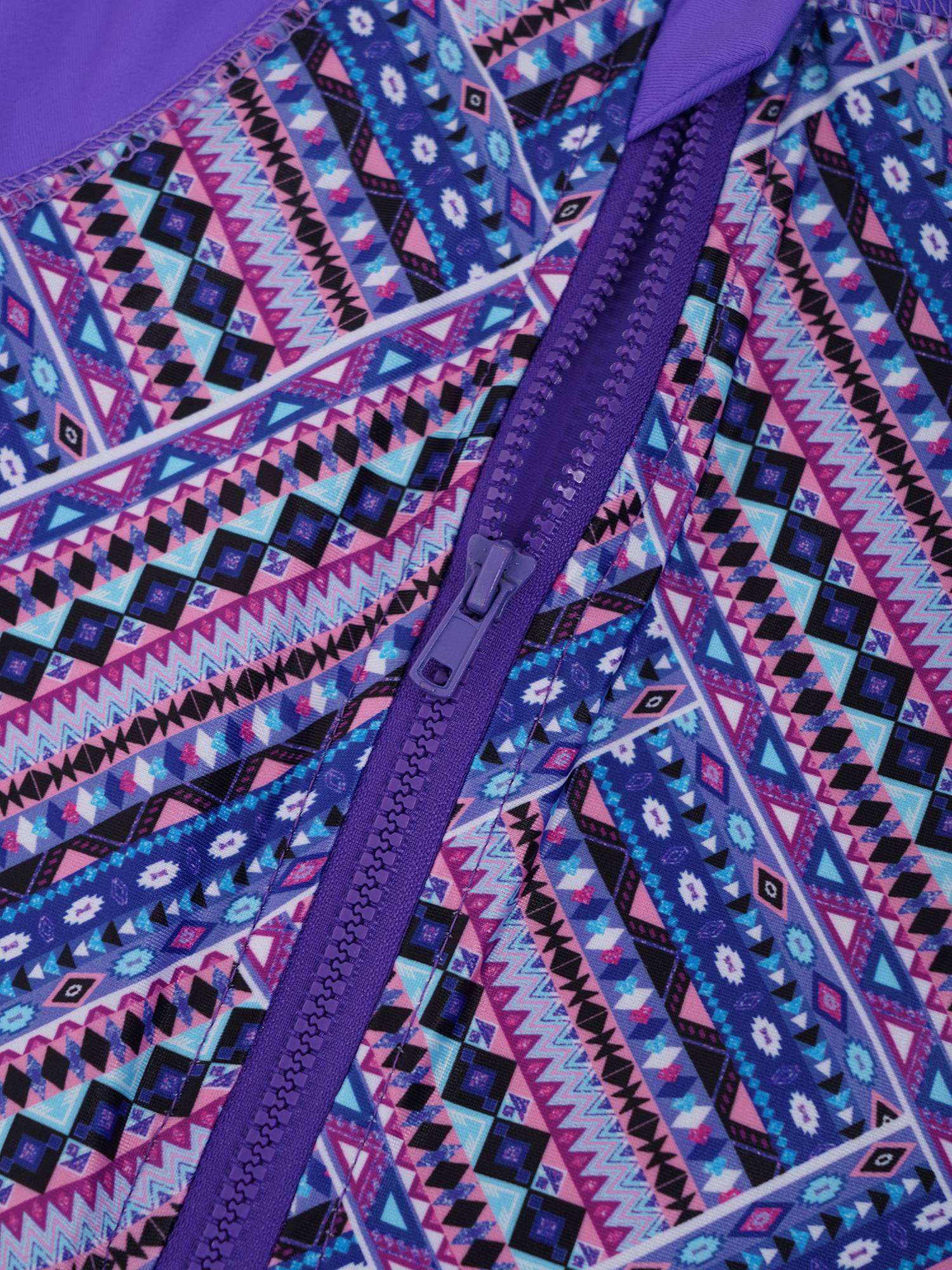 Kids Girls One-piece Long Sleeves Floral Printed Rash Guard Swimsuit