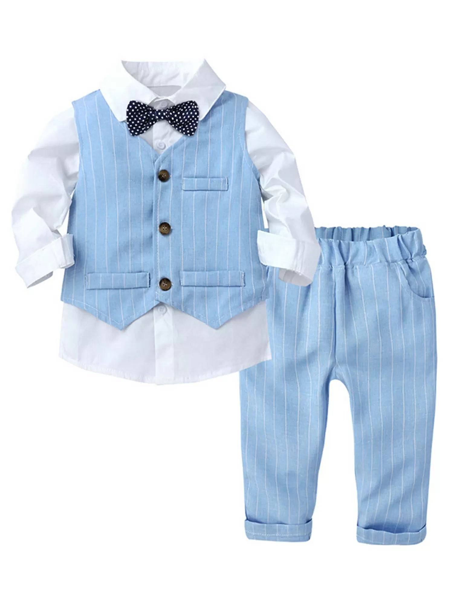 Toddler Boys 3-piece Stripe Formal Suits Gentleman Party Suits