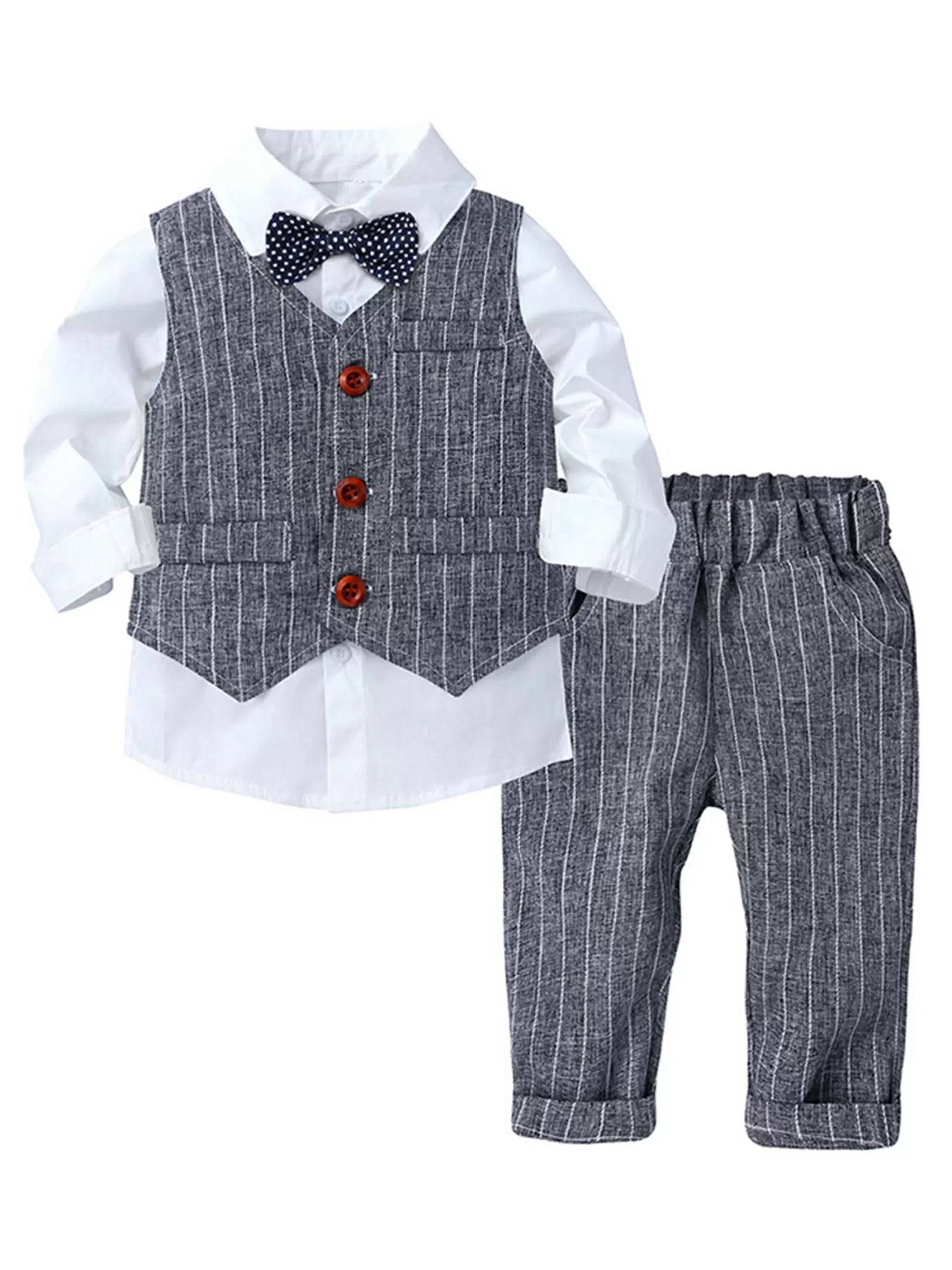 Toddler Boys 3-piece Stripe Formal Suits Gentleman Party Suits