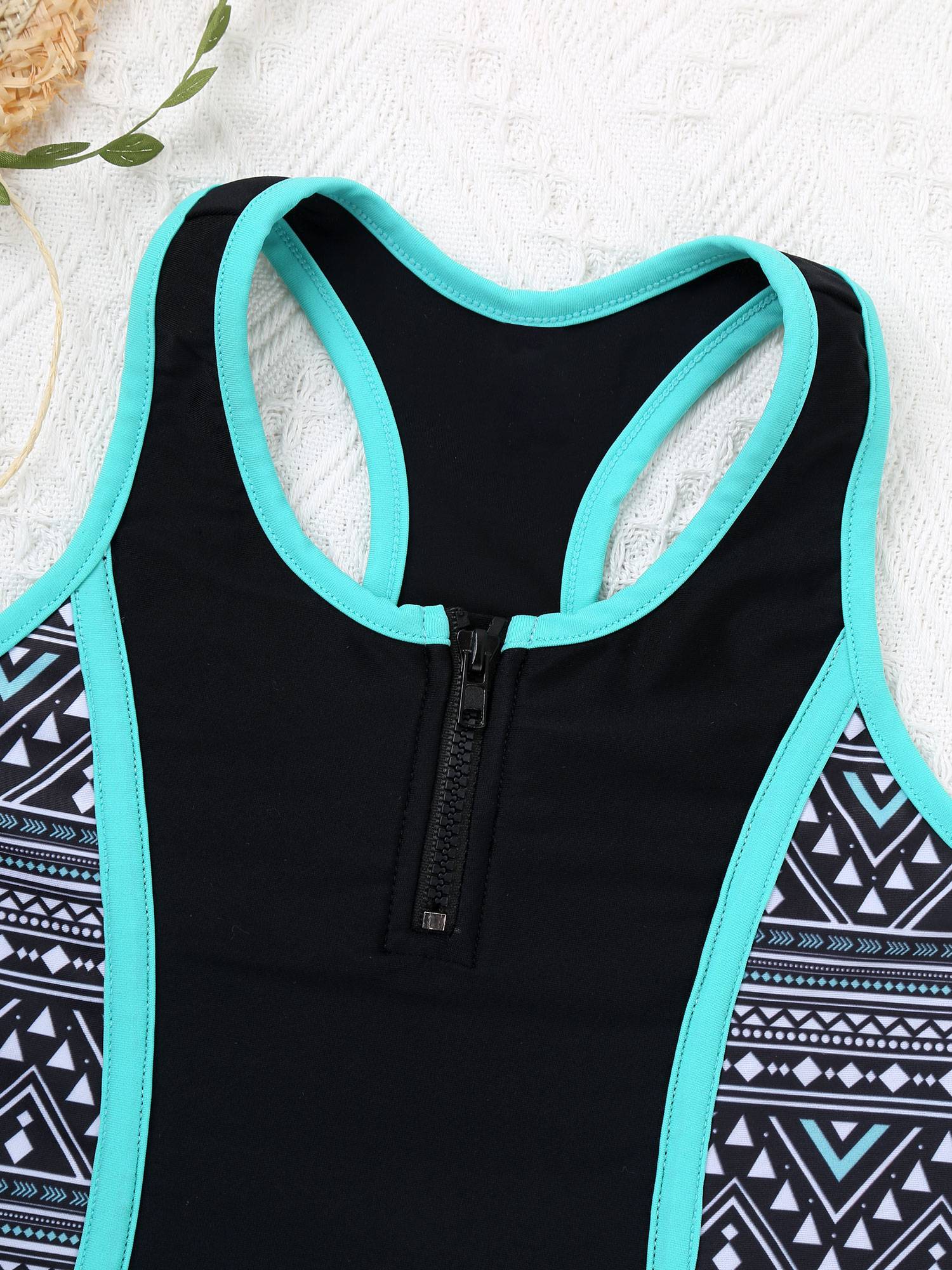 Kids Girls 2pcs Sleeveless Bodysuit and Boyshorts Swimsuit Set