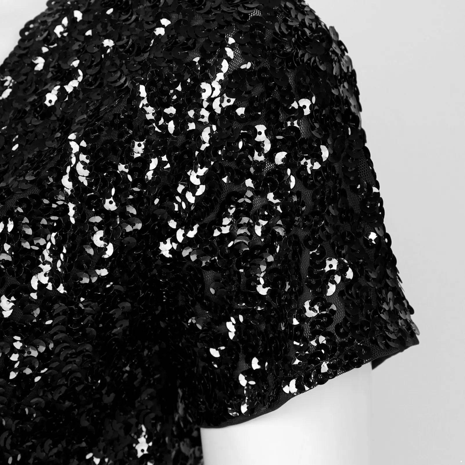 Women Sequin Cropped Jacket Shrug Glitter Waistcoat Cardigan