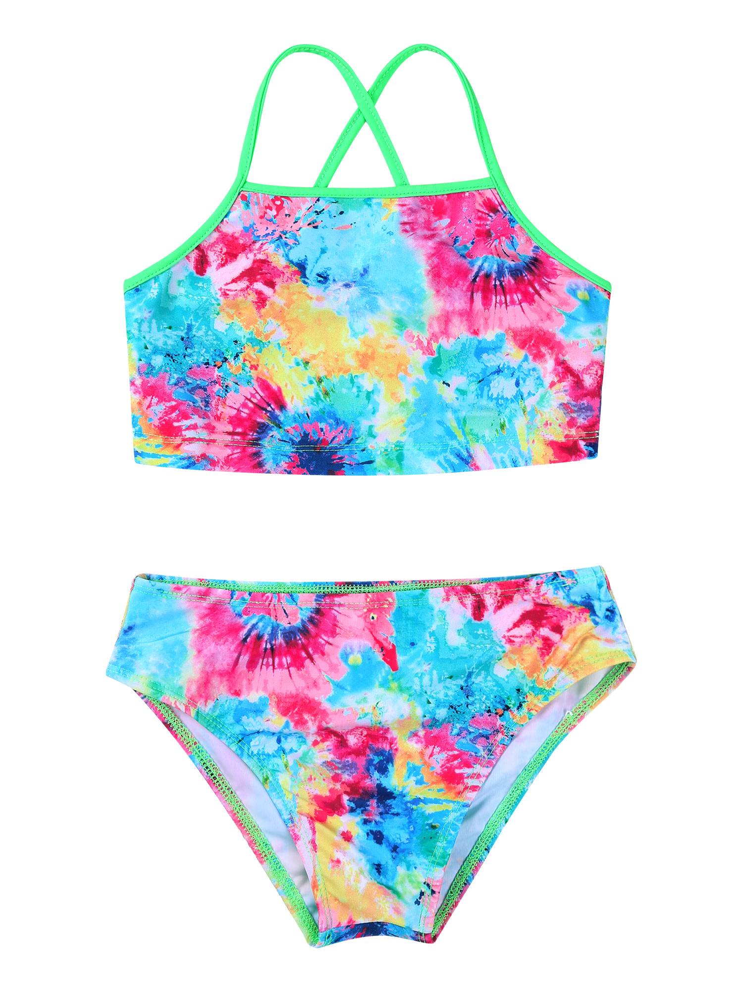 Kids Girls 3Pcs Butterfly Tankini and Rash Guard Swimsuit Set