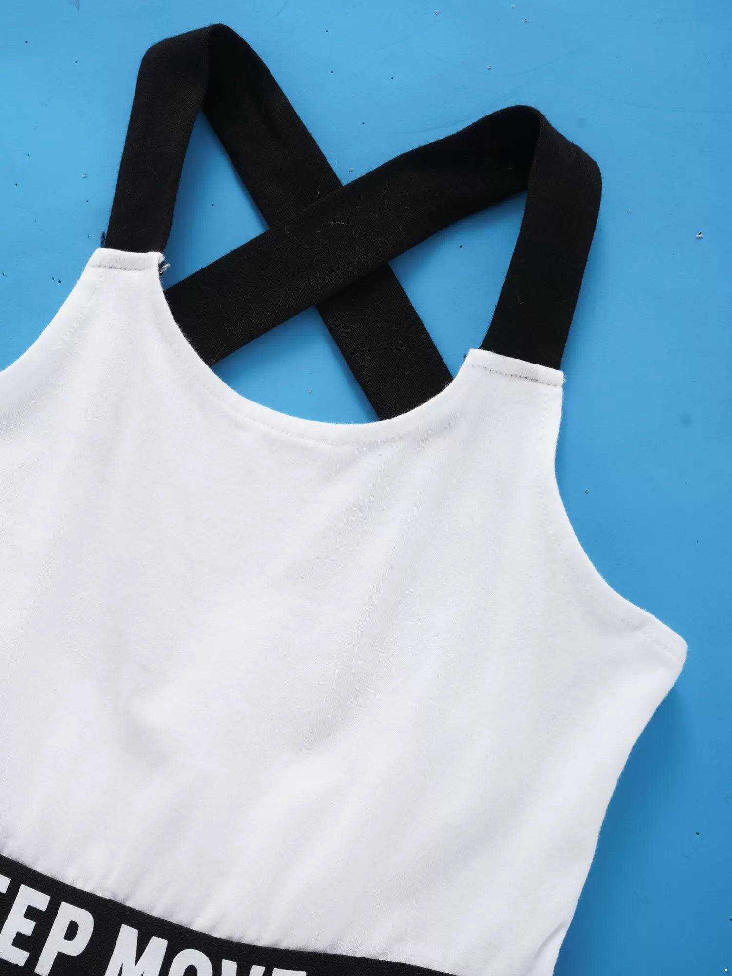 Kids Girls 2Pcs Sleeveless A-line Dress with Shorts Sport Set