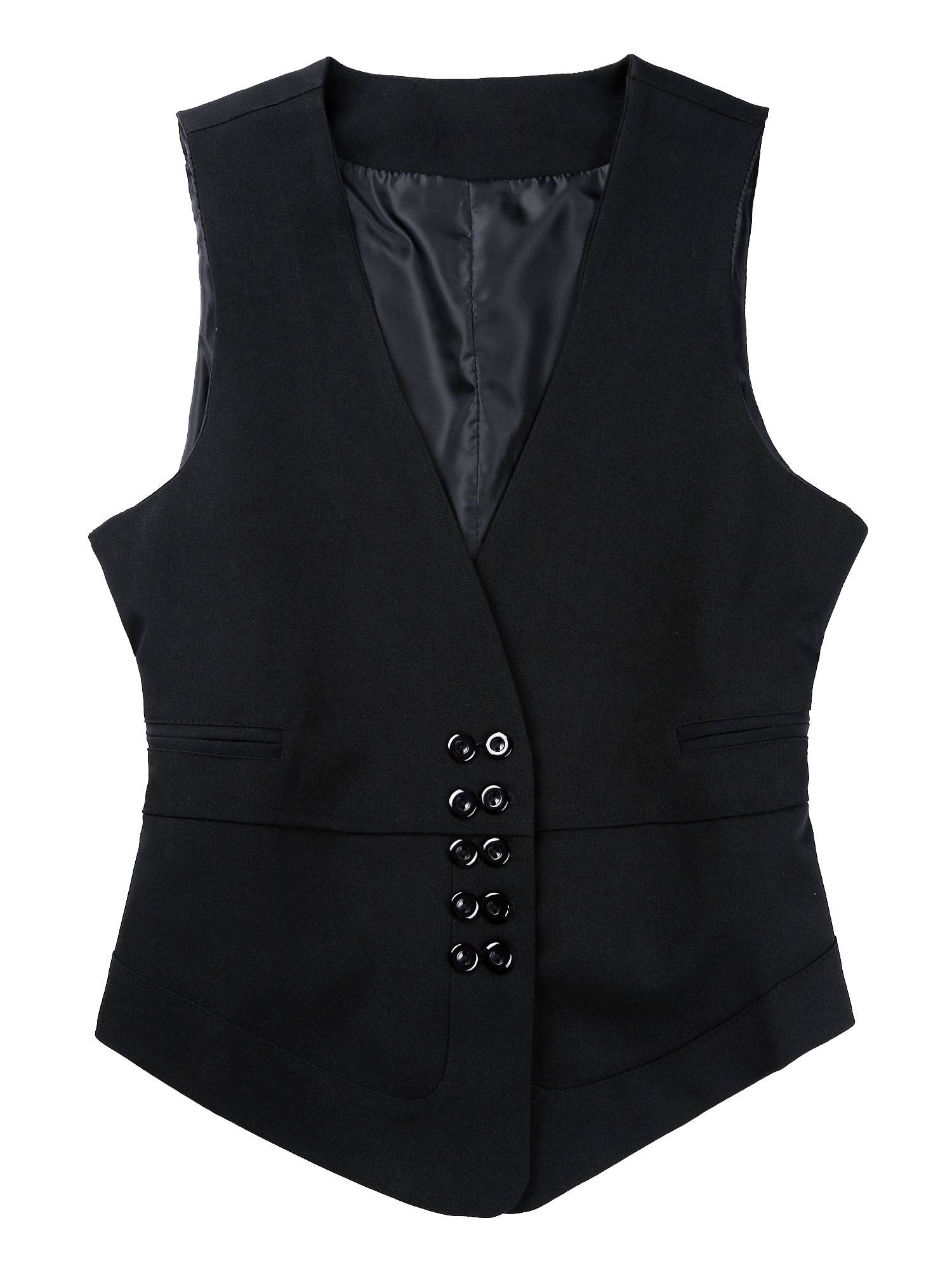 Women V Neck Double-Breasted Button Party Vest