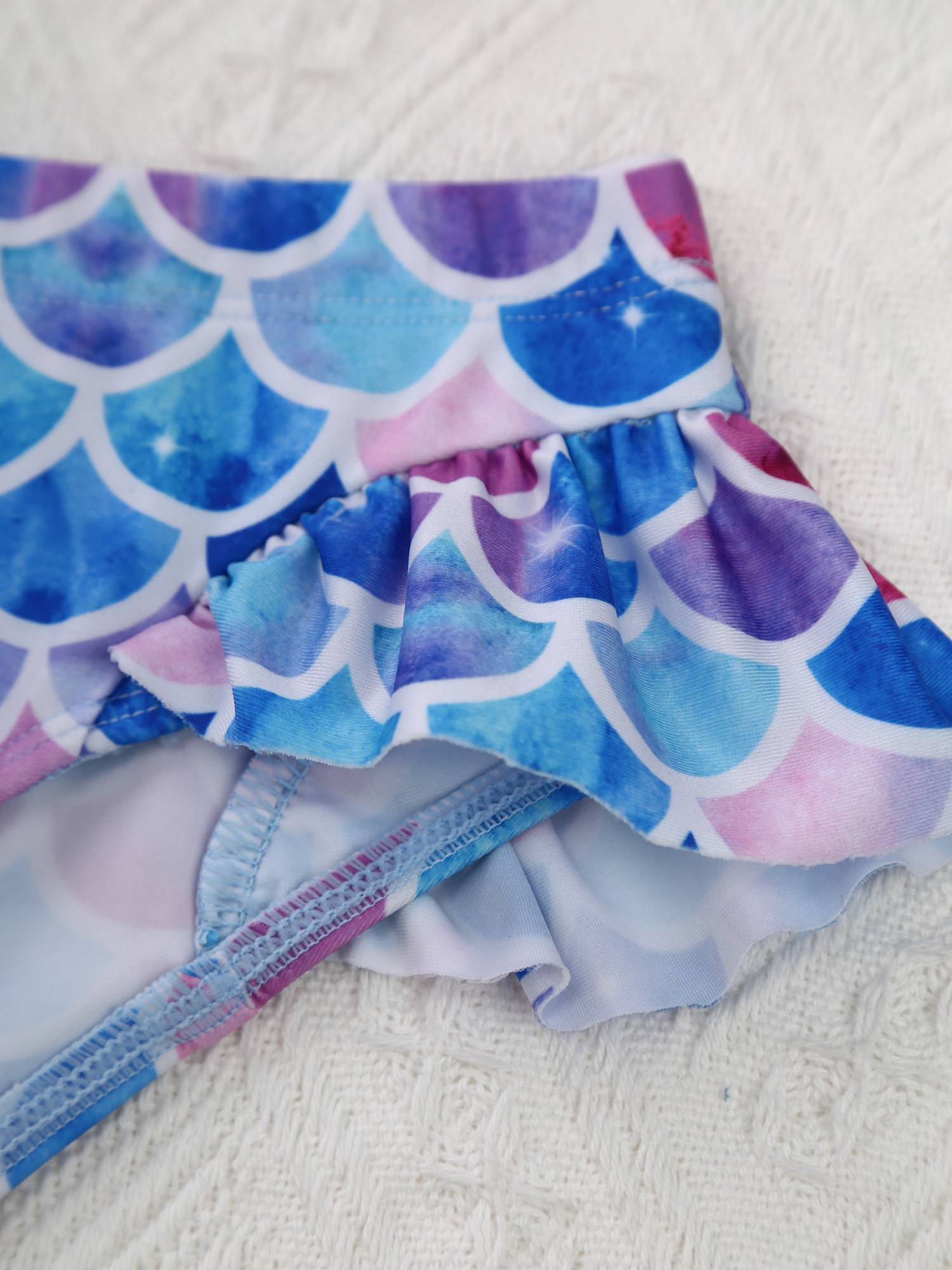 Kids Girls 2pcs Unicorn Print Rash Guard and Briefs Swimsuit Set