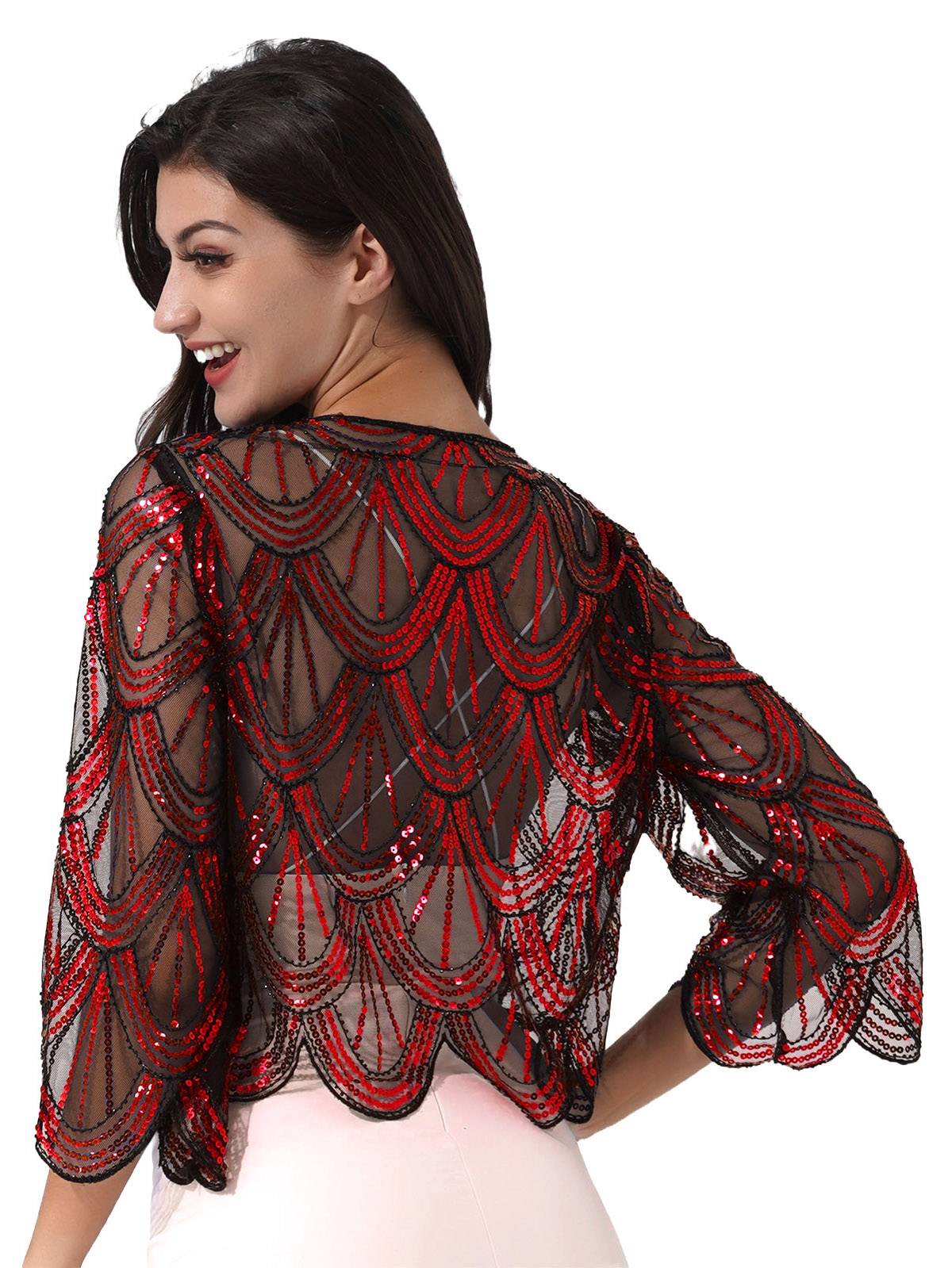 Women Sequin Hollow Lace Bolero