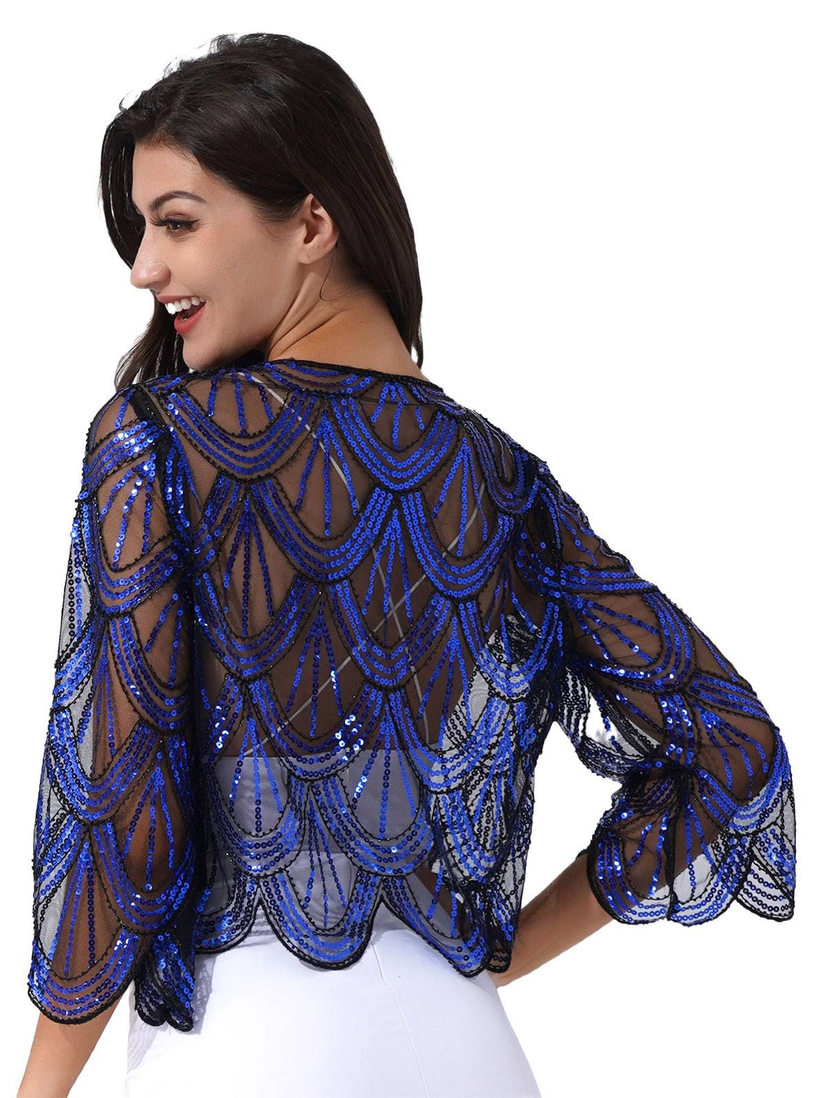 Women Sequin Hollow Lace Bolero