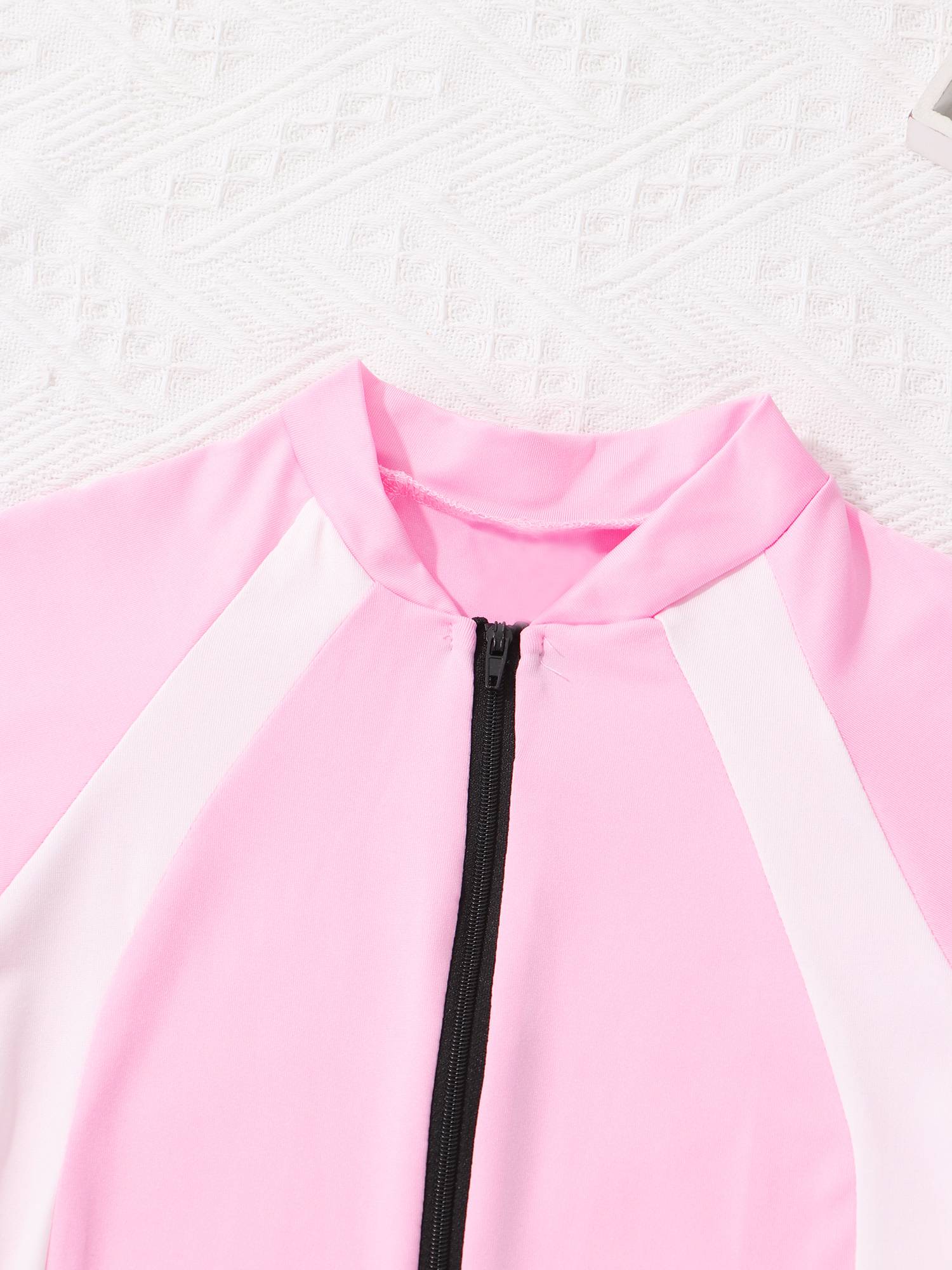 Kids Girls One-piece Rash Guard Short Sleeves Zippered Swimsuit